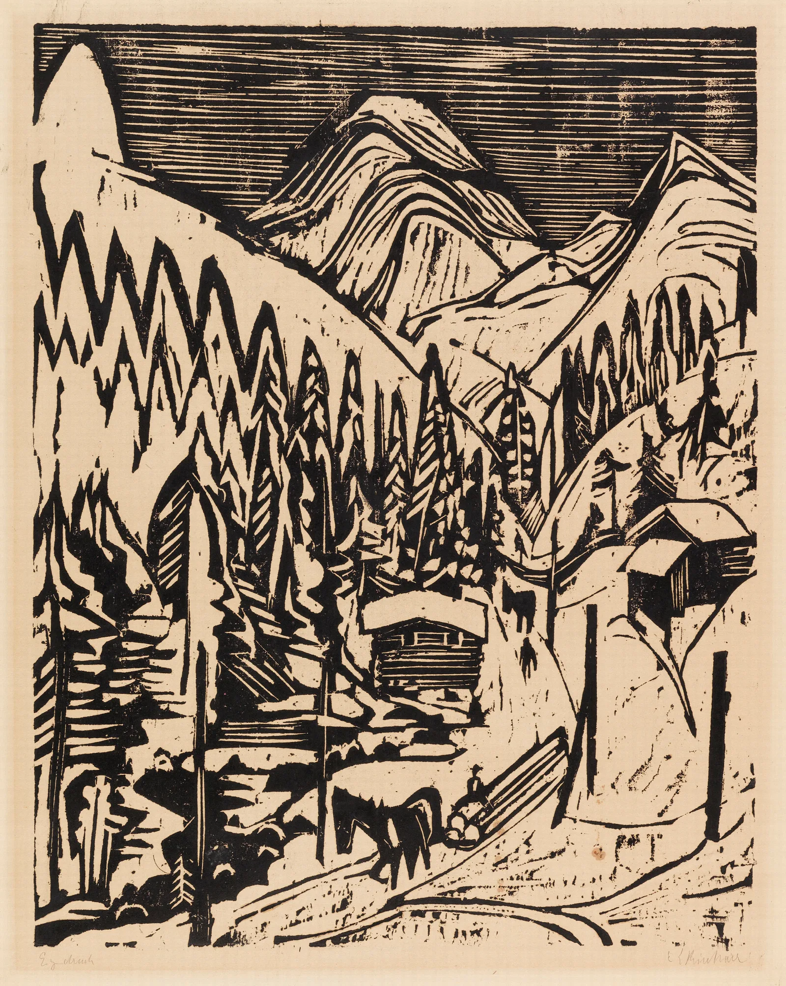 Sertigstrase Im Winter Wall Art by Ernst Ludwig Kirchner - Canvas Print