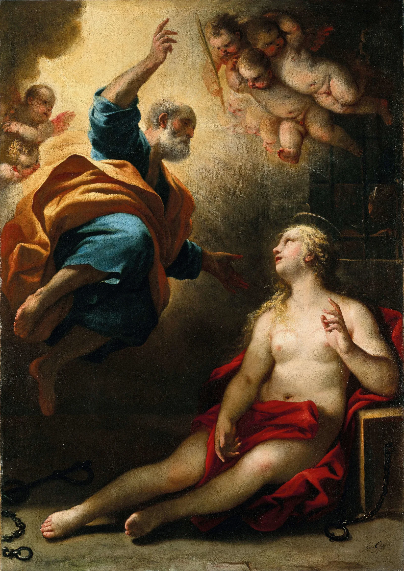 Saint Peter Healing Saint Agatha 2 Wall Art by Luca Giordano - Canvas Print