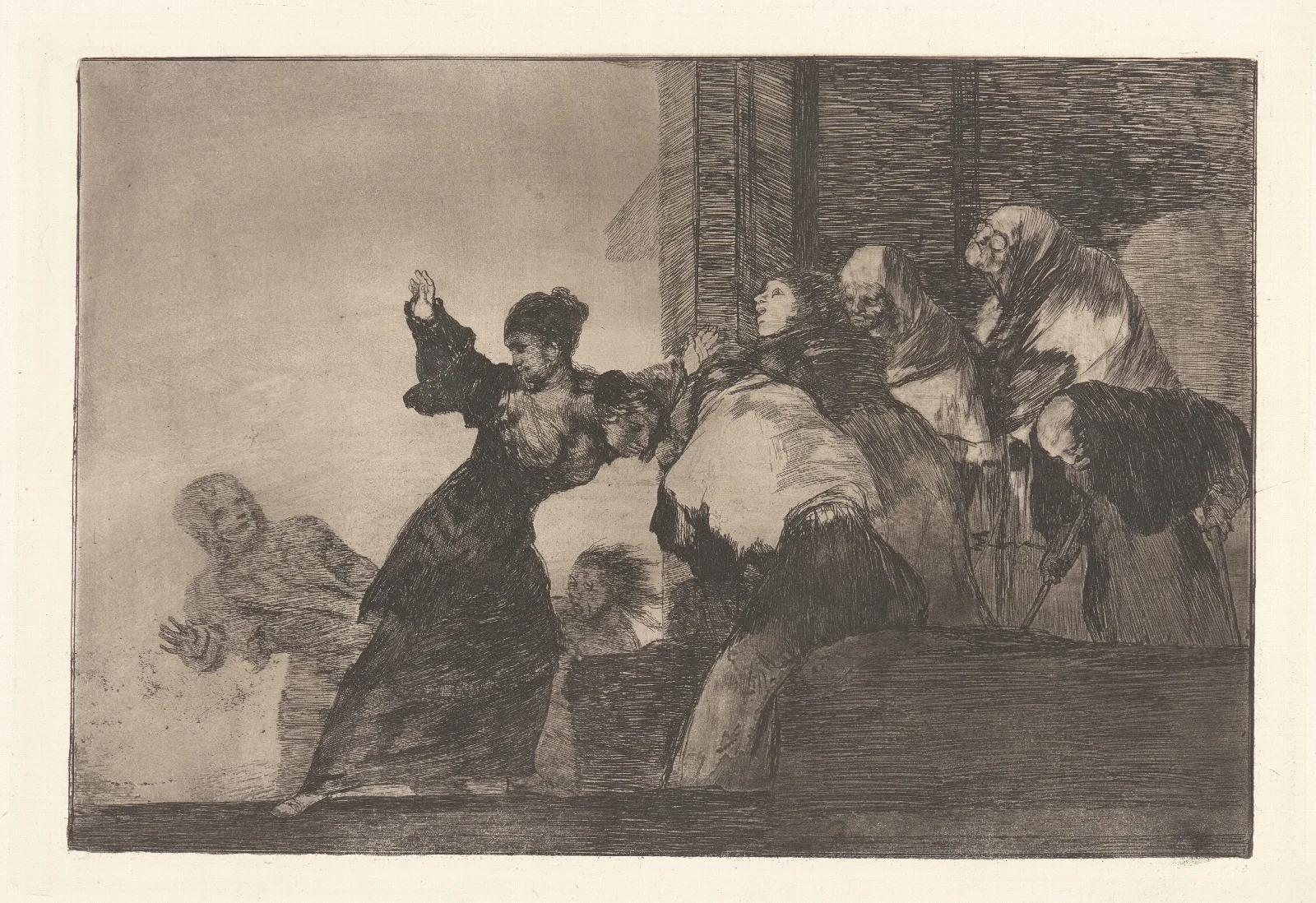 Two Heads Are Better Than One Poor Folly Disparate Pobre Wall Art by Francisco de Goya - Canvas Print