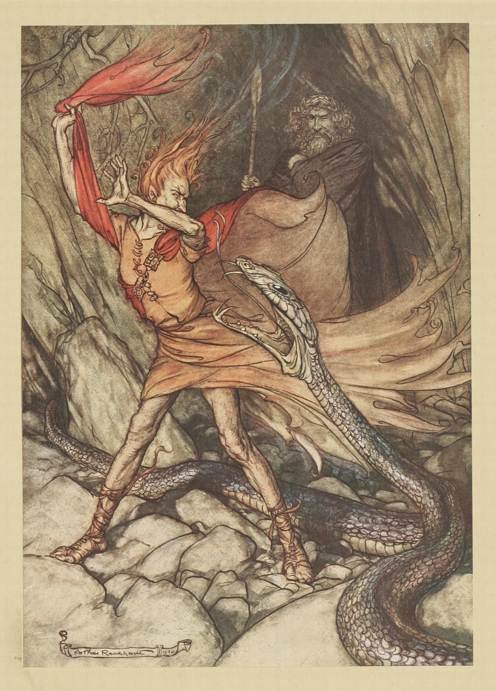 Ohe Ohe Horrible Dragon O Swallow Me Not Wall Art by Arthur Rackham - Canvas Print