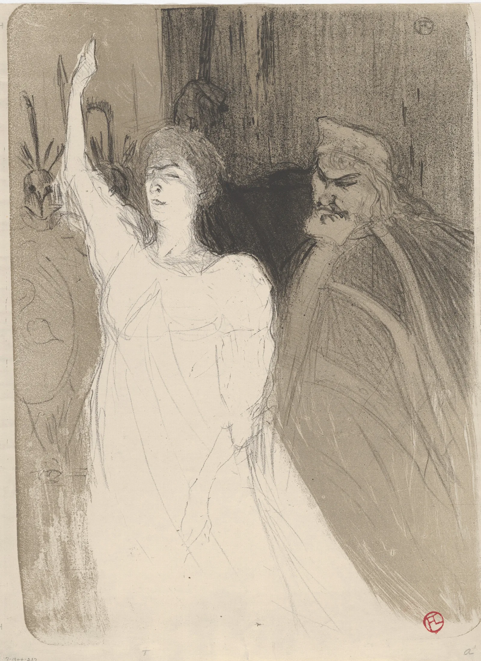 Bartet And Mounet Sully In Antigone Wall Art by Henri de Toulouse-Lautrec - Canvas Print