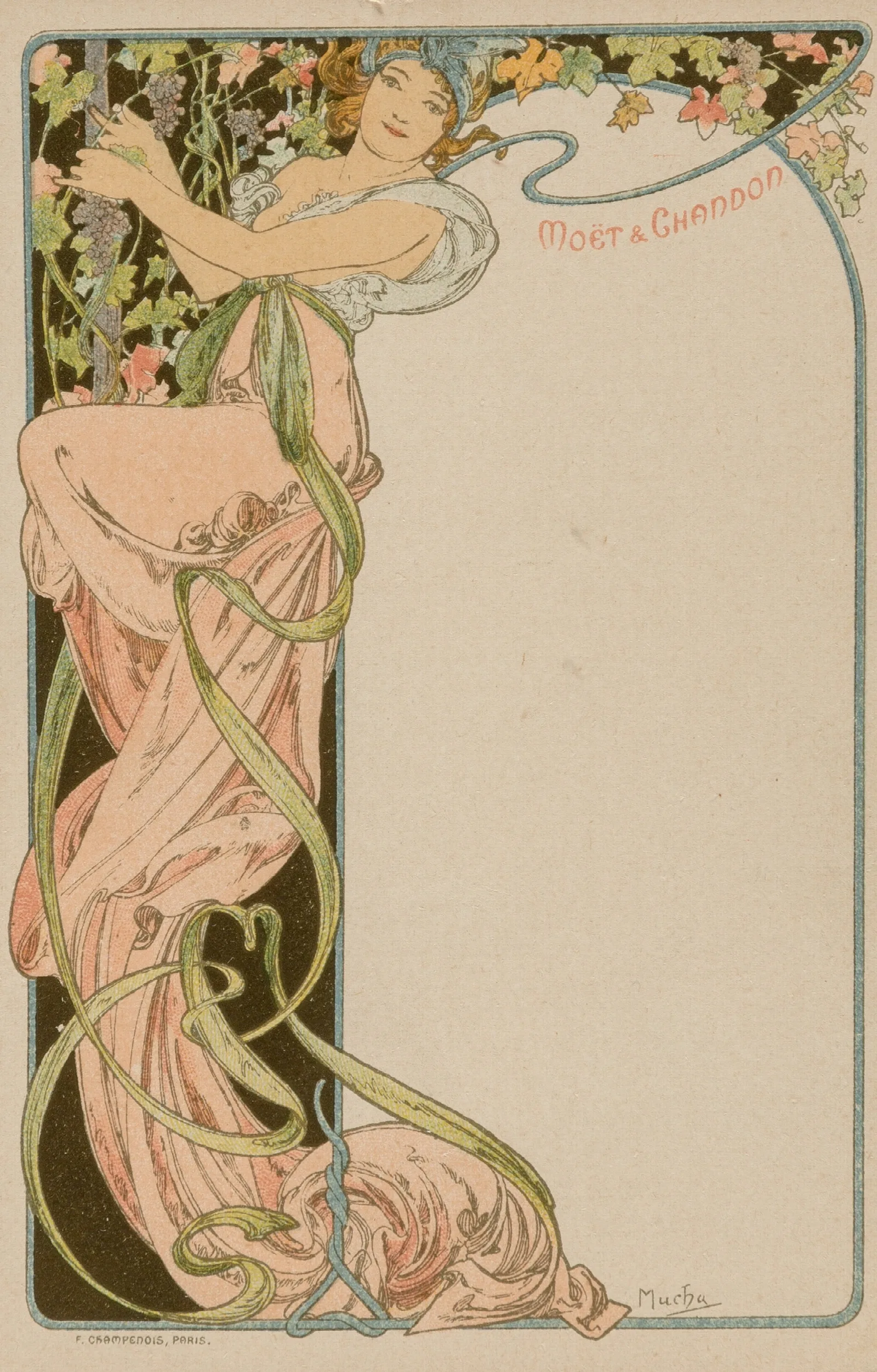 Menu Card 2 Wall Art by Alphonse Mucha - Canvas Print