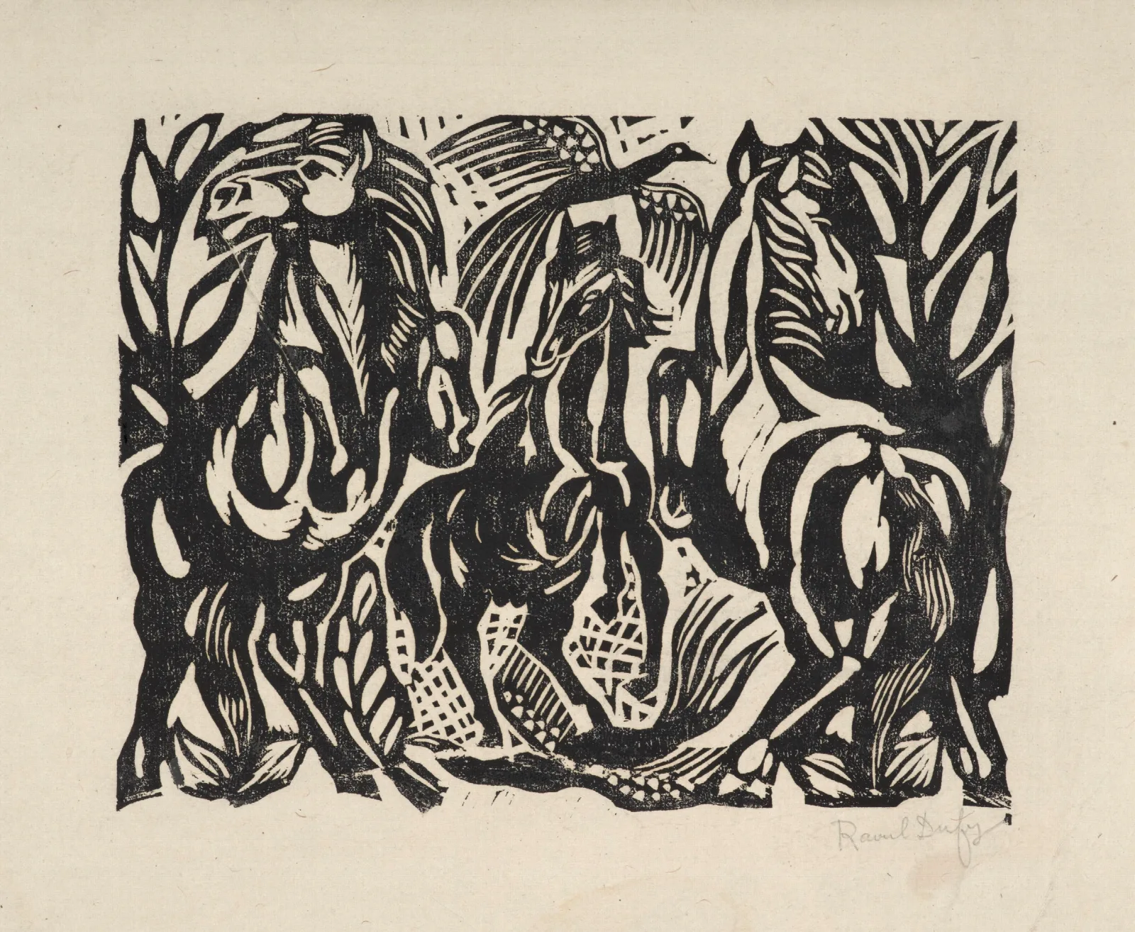 Trois Chevaux Wall Art by Raoul Dufy - Canvas Print