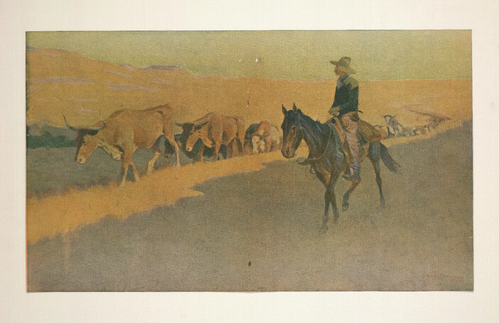 Trailing Texas Cattle Wall Art by Frederic Remington - Canvas Print