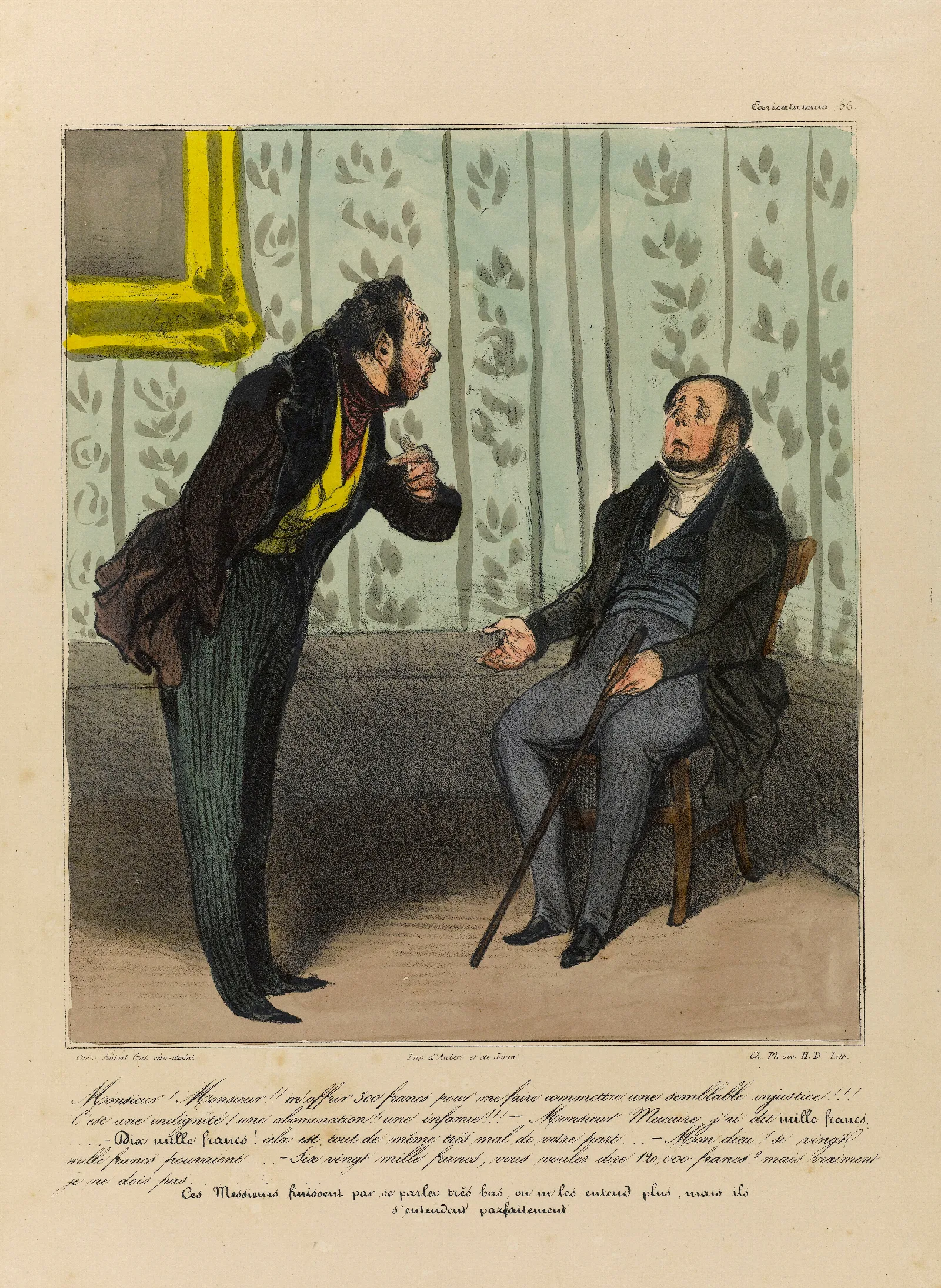 Monsieur Monsieur Moffrir 500 Francs Pour Me Faire Commettre Une Semblable Injustice Wall Art by Honoré Daumier - Canvas Print