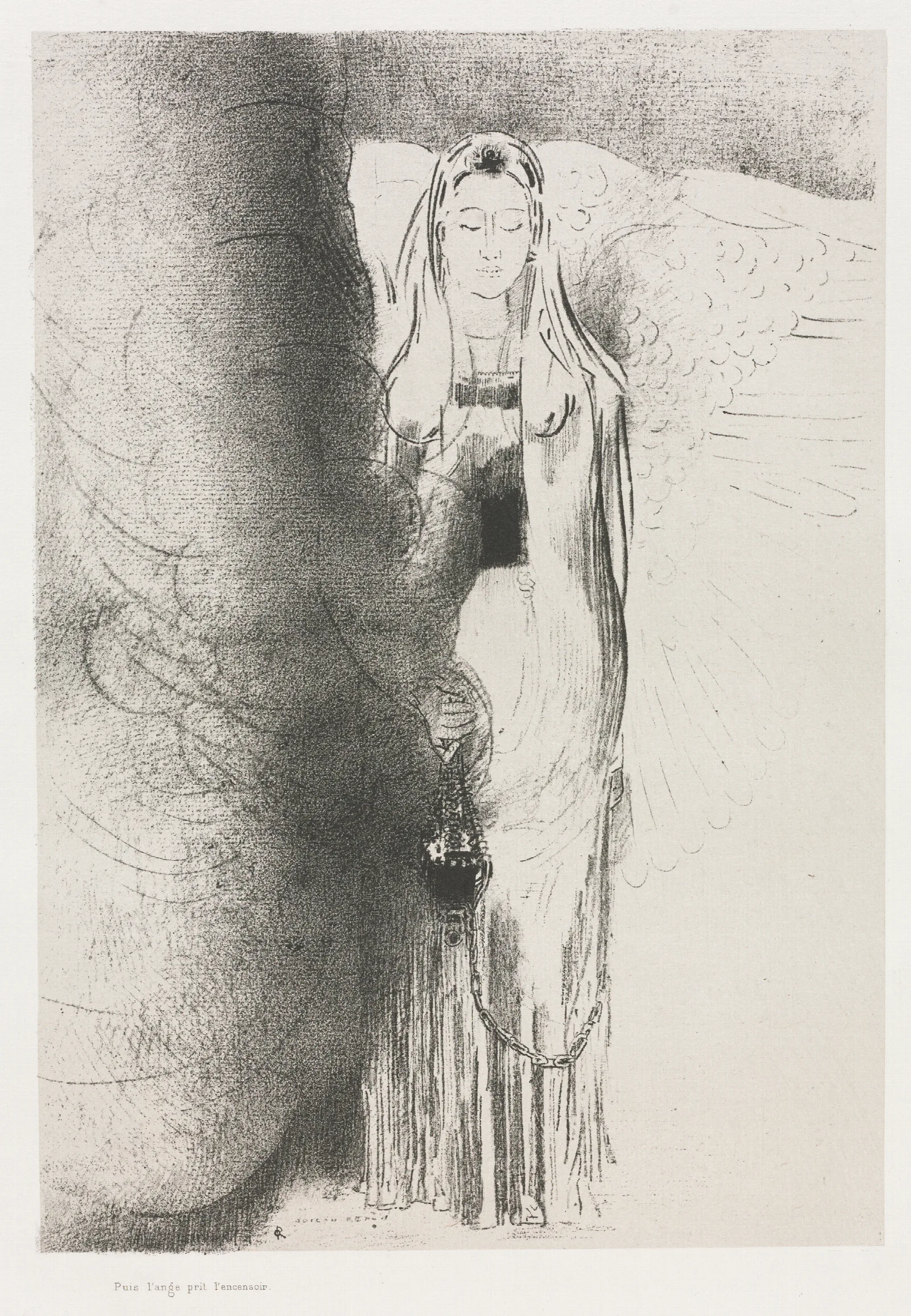 And The Angel Took The Censer 2 Wall Art by Odilon Redon - Canvas Print