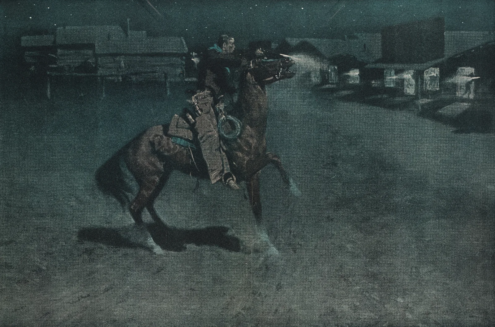 An Argument With The Town Marshall Wall Art by Frederic Remington - Canvas Print