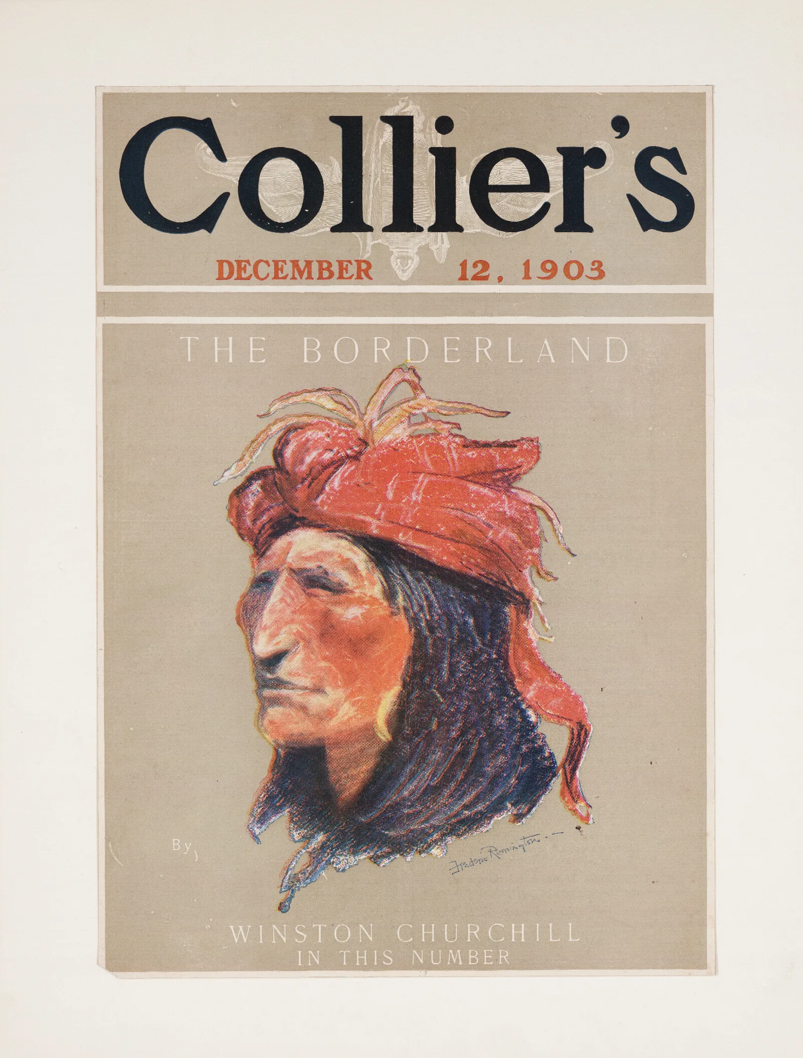 Cover Of Colliers December 12 1903 Wall Art by Frederic Remington - Canvas Print