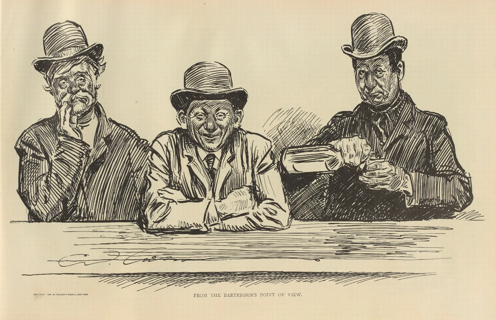 From The Bartenders Point Of View Wall Art by Charles Dana Gibson - Canvas Print