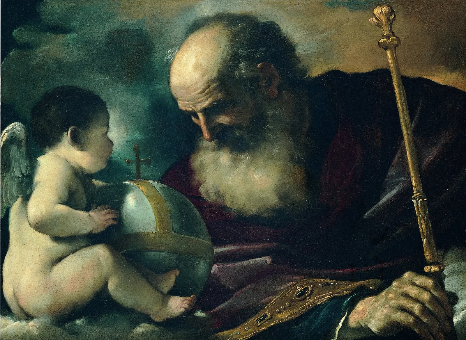 God The Father And Angel Wall Art by Guercino - Canvas Print