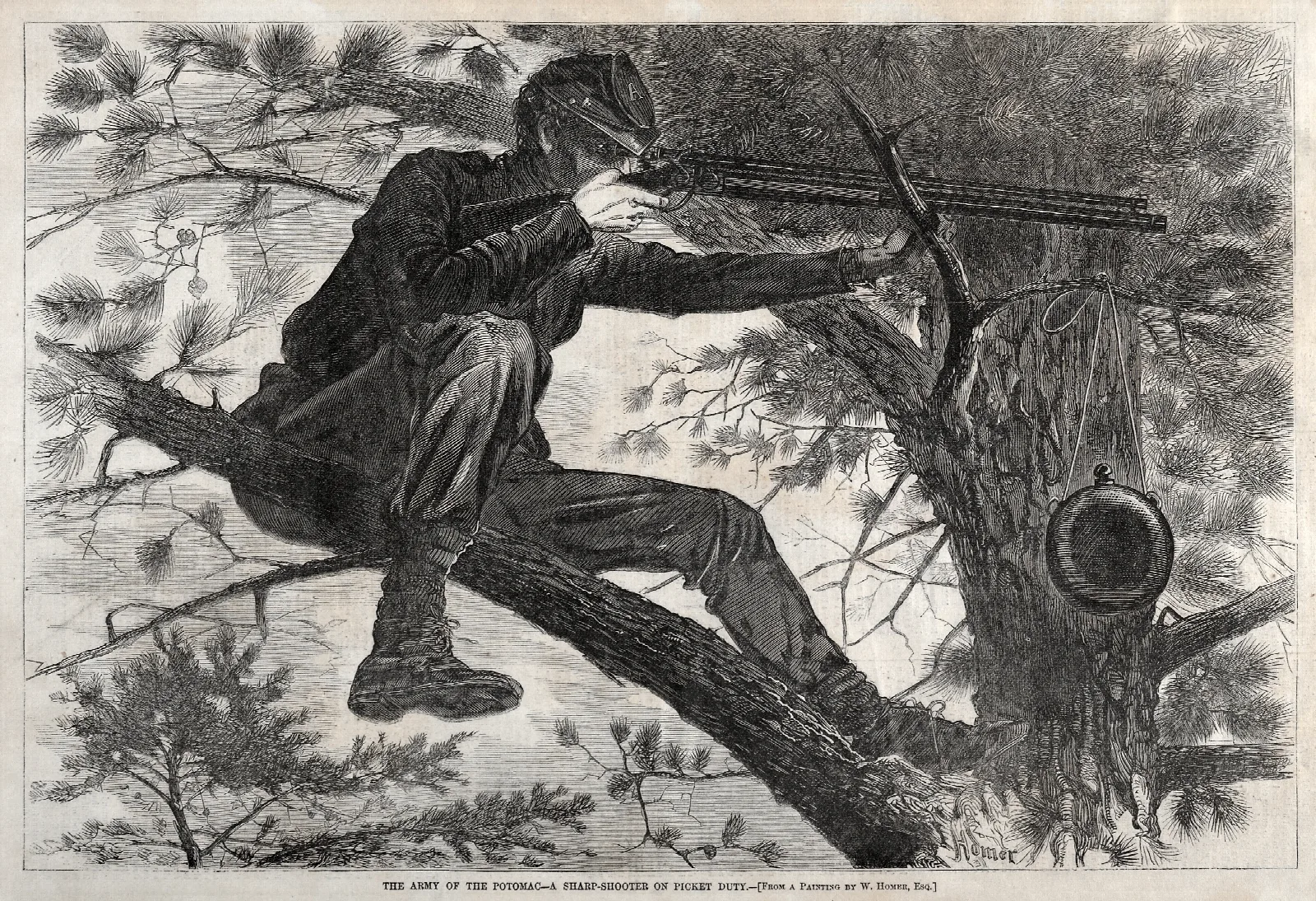 The Army Of The Potomac A Sharpshooter On Picket Duty Wall Art by Winslow Homer - Canvas Print