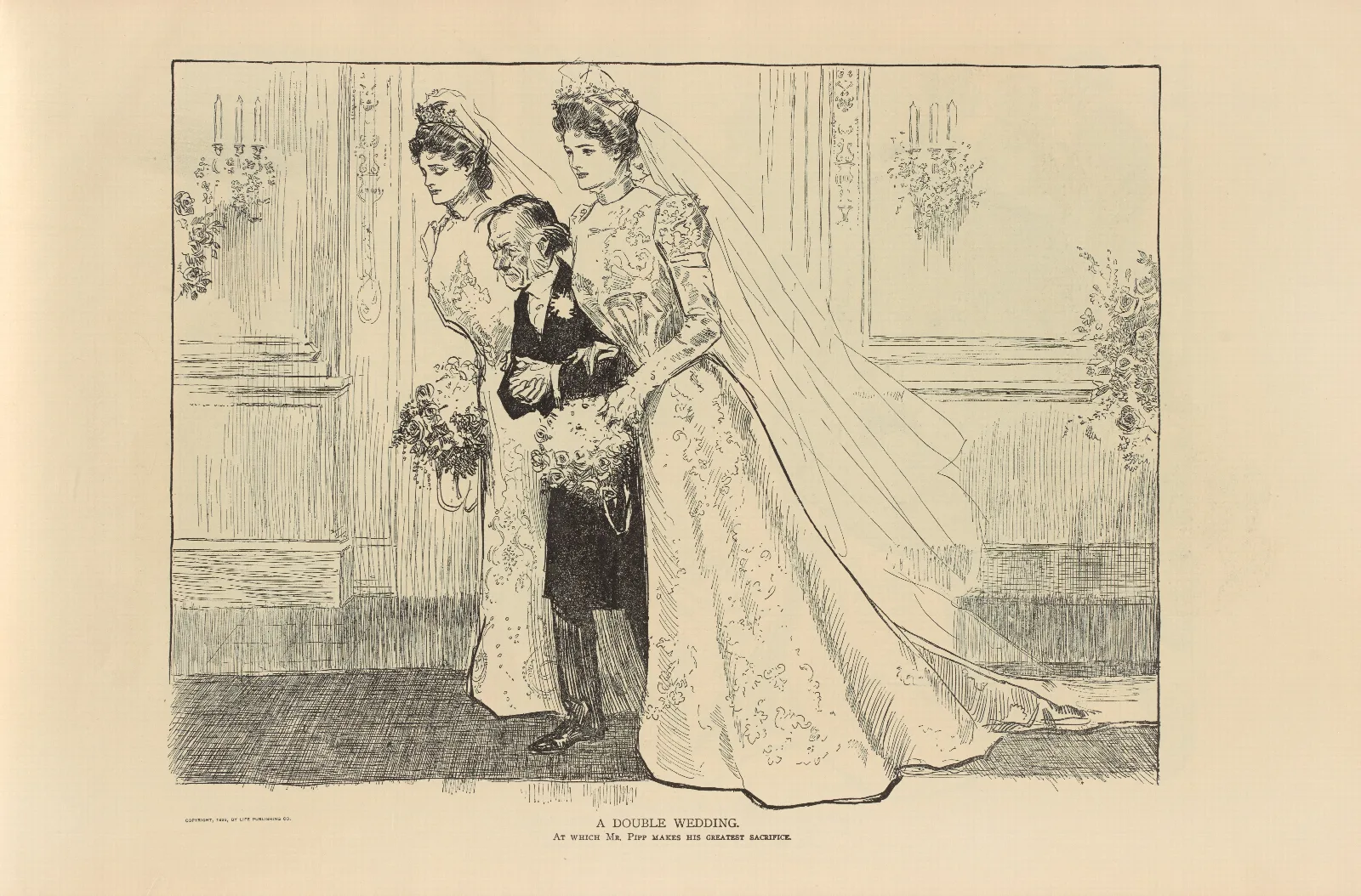 A Double Wedding Wall Art by Charles Dana Gibson - Canvas Print