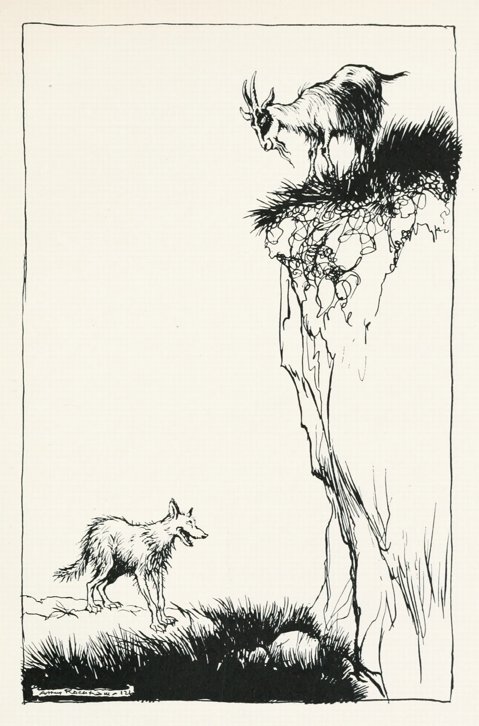 The Wolf And The Goat Wall Art by Arthur Rackham - Canvas Print