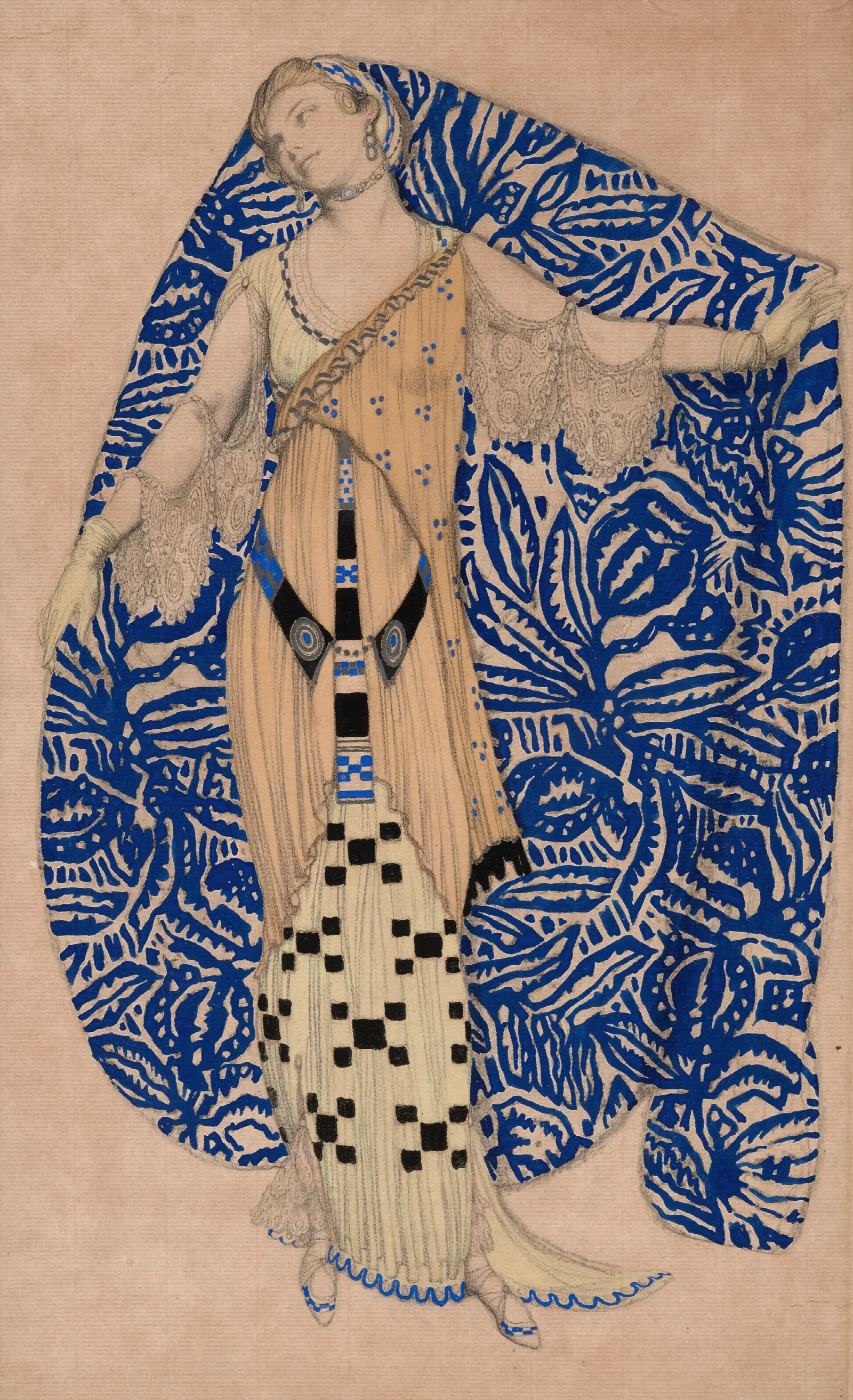 Fantaisie Sur Un Costume Moderne Dione Wall Art by Léon Bakst - Canvas Print