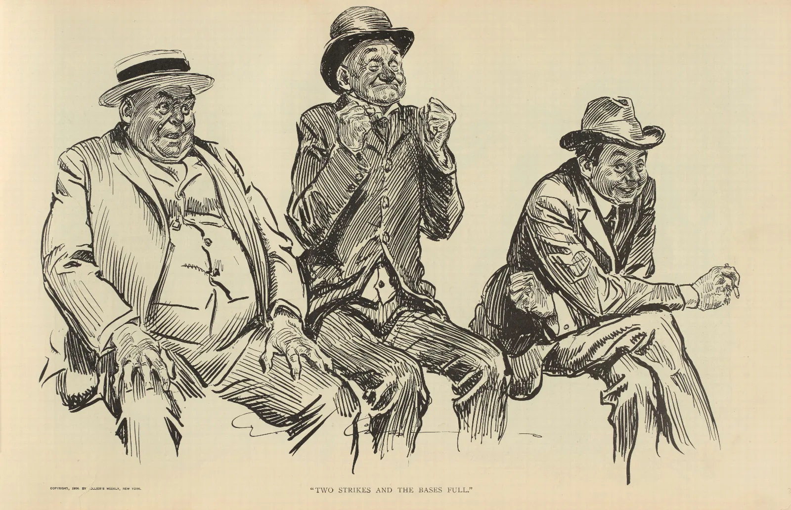 Two Strikes And The Bases Full Wall Art by Charles Dana Gibson - Canvas Print