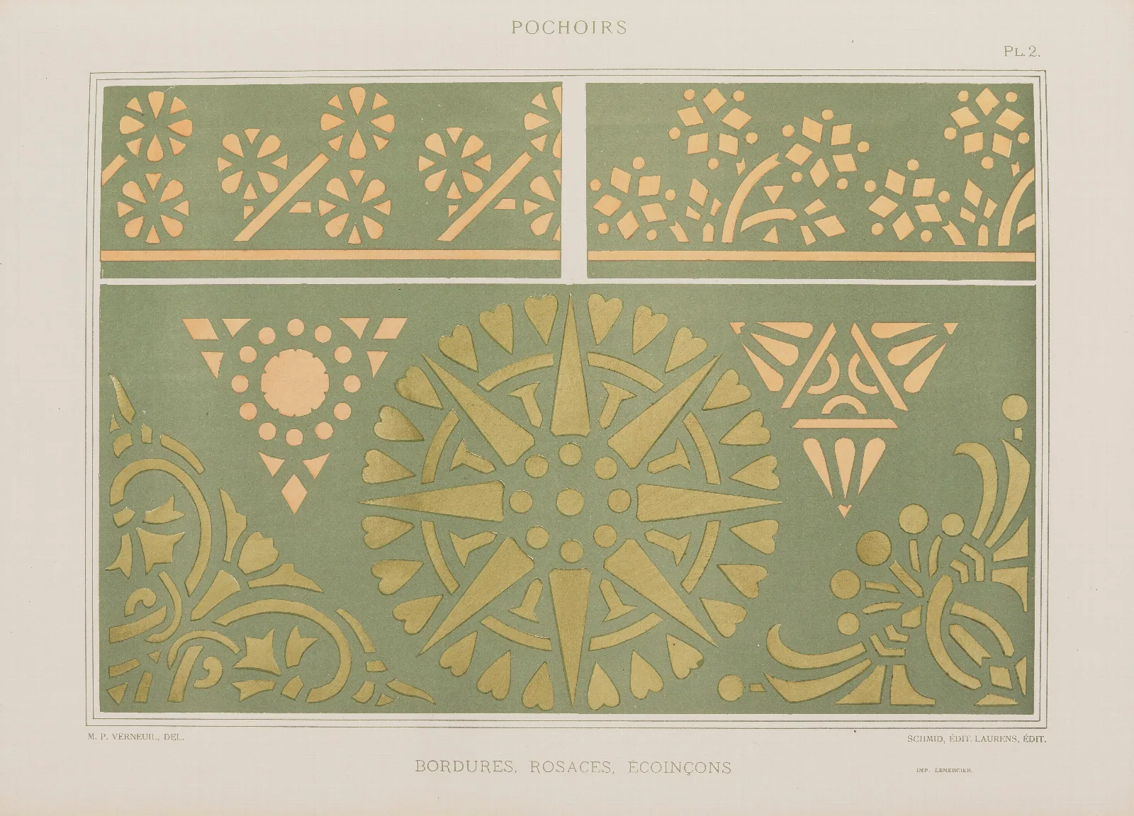 Bordures Rosaces Ecoincon Wall Art by Maurice Pillard Verneuil - Canvas Print