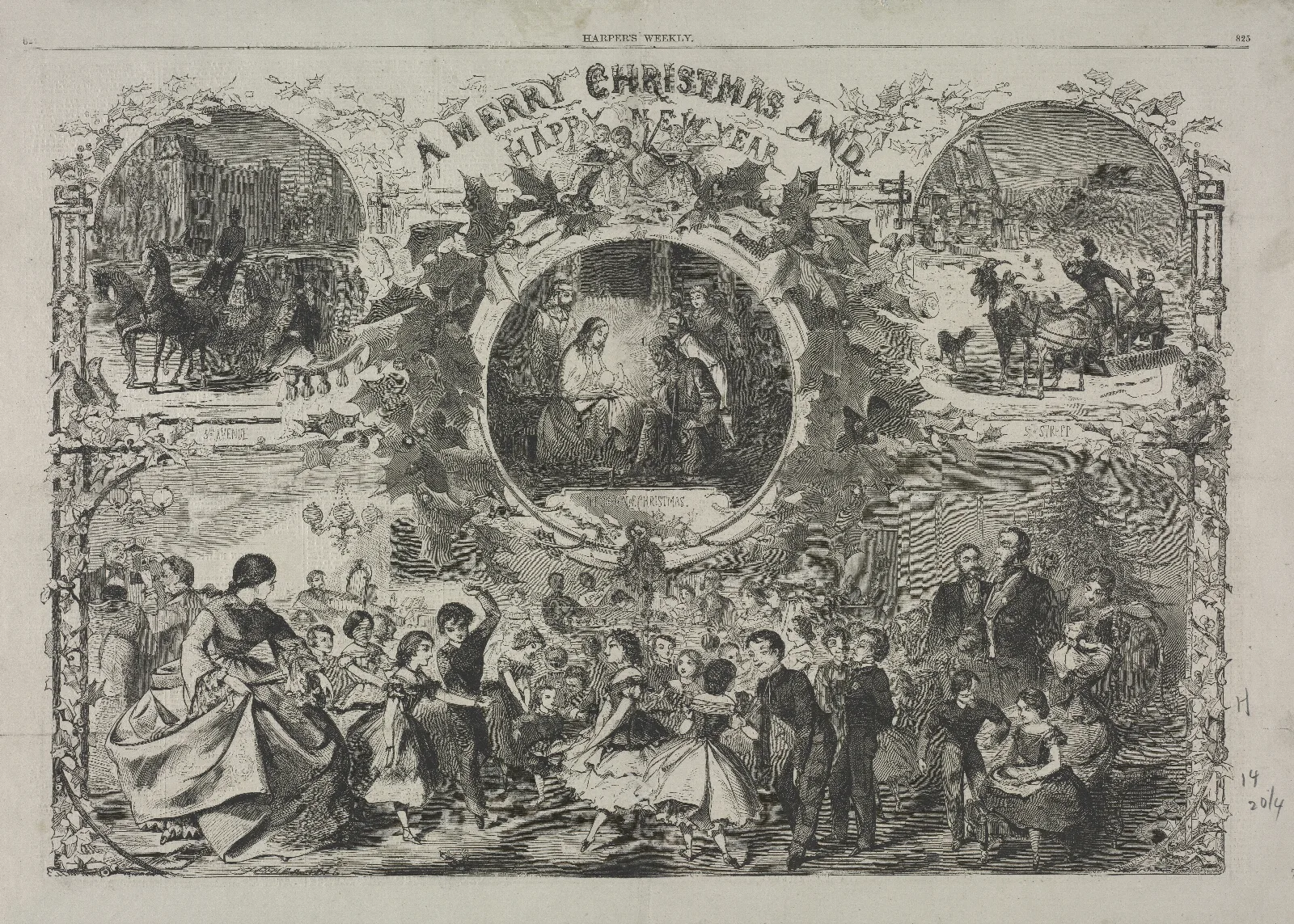 A Merry Christmas And A Happy New Year 2 Wall Art by Winslow Homer - Canvas Print
