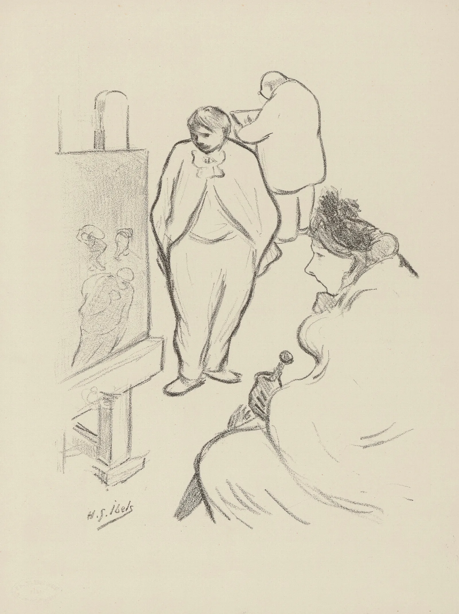 Femme Regardant Un Tableau Pose Sur Un Chevalet Wall Art by Henri-Gabriel Ibels - Canvas Print