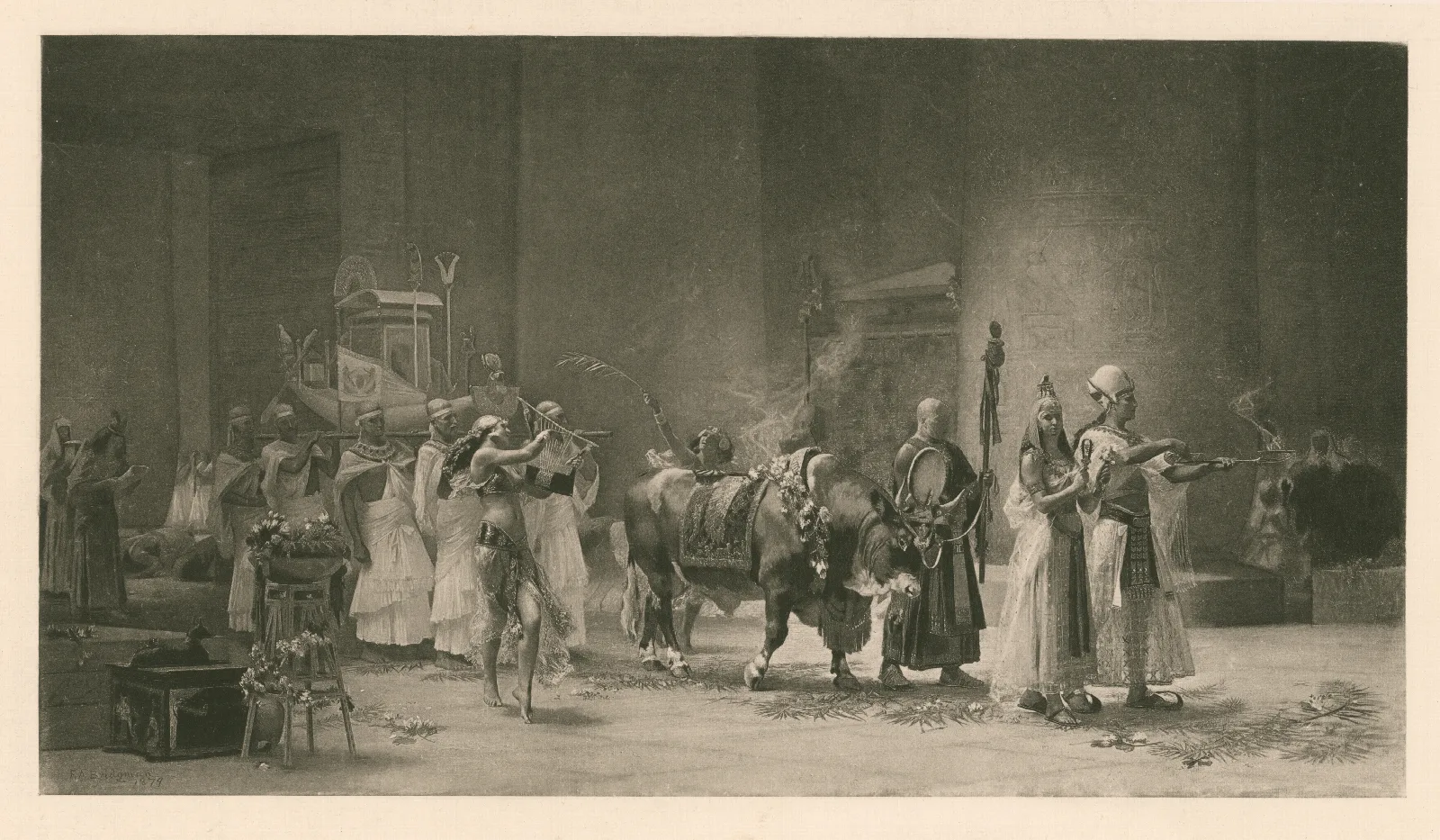 Procession Of The Sacred Bull Apis Wall Art by Frederick Arthur Bridgman - Canvas Print