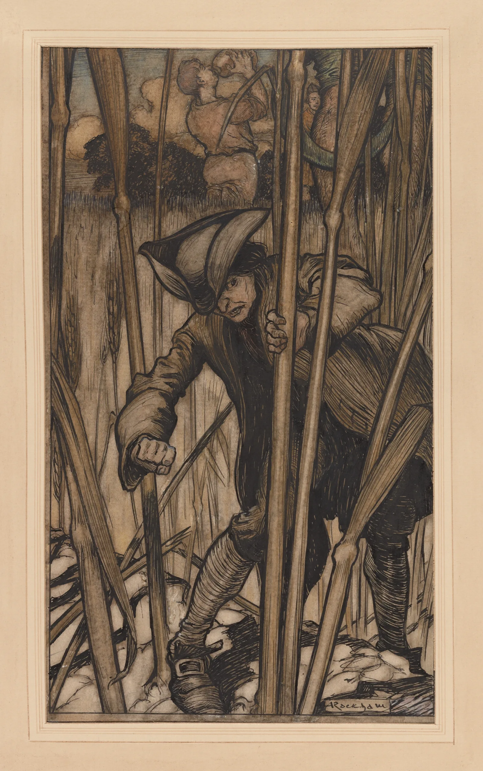 Gullivers Travels Gulliver Is Struck With Fear Wall Art by Arthur Rackham - Canvas Print
