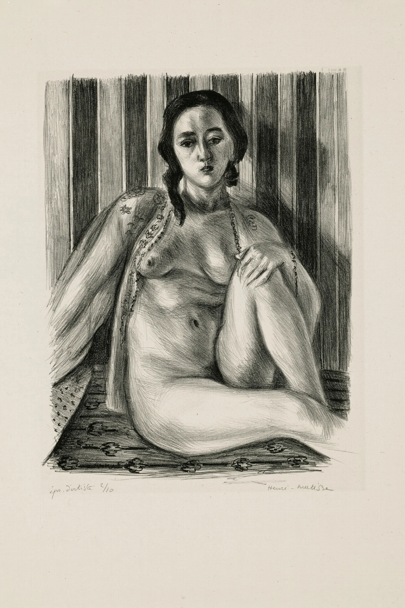 Nu Assis A La Chemise De Tulle Wall Art by Henri Matisse - Canvas Print
