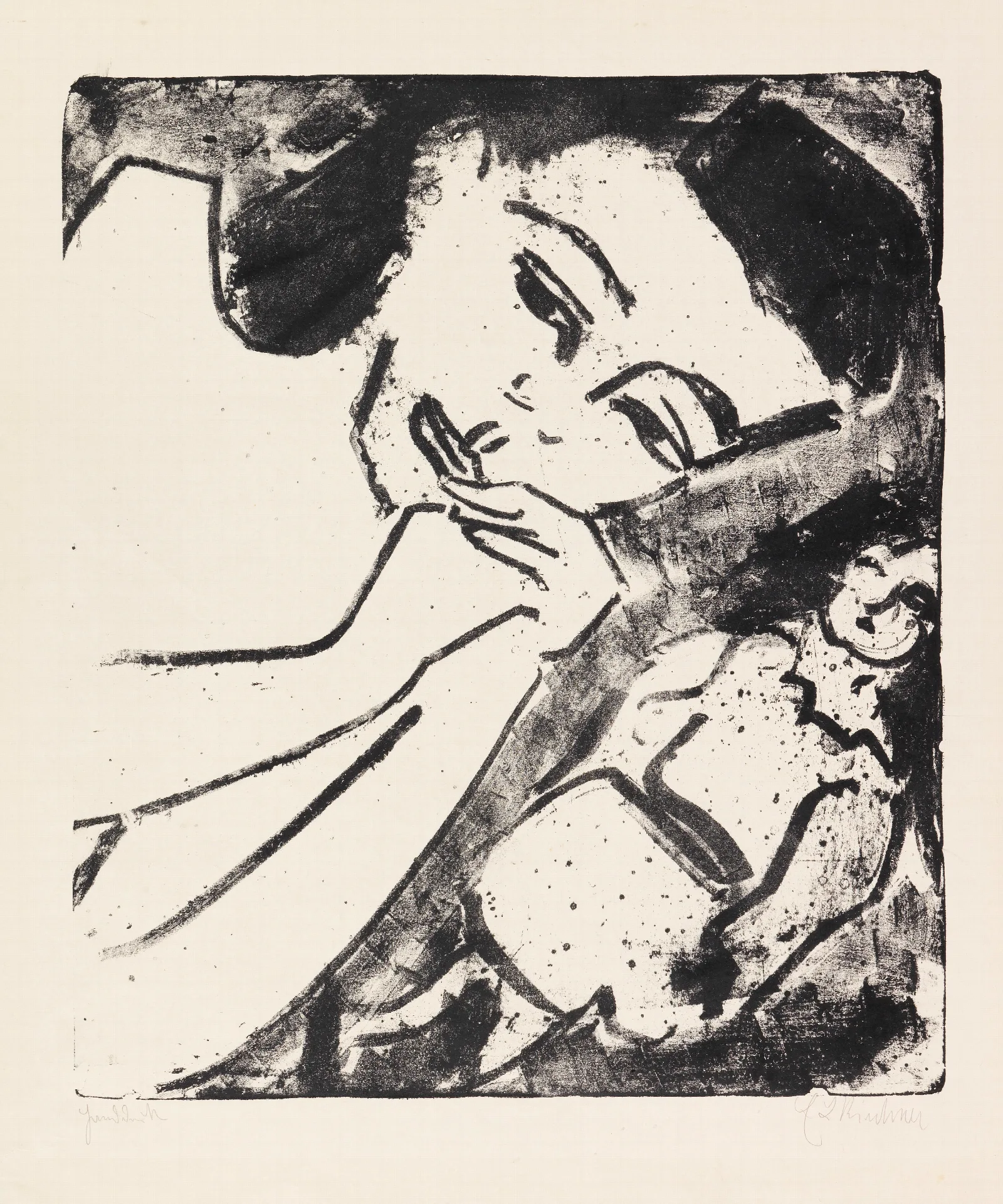 Franzikopf Mit Puppe Wall Art by Ernst Ludwig Kirchner - Canvas Print