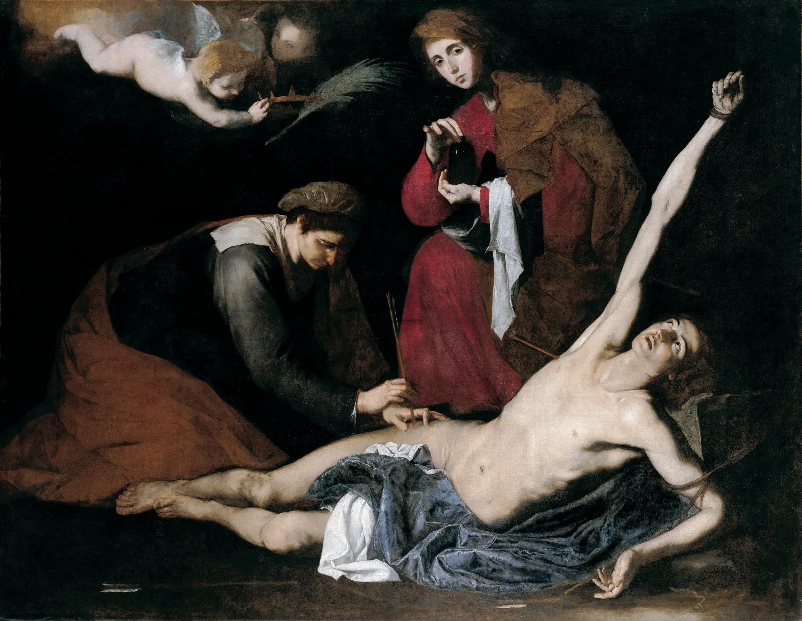 Saint Sebastian Tended By The Holy Women Wall Art by Jusepe de Ribera - Canvas Print