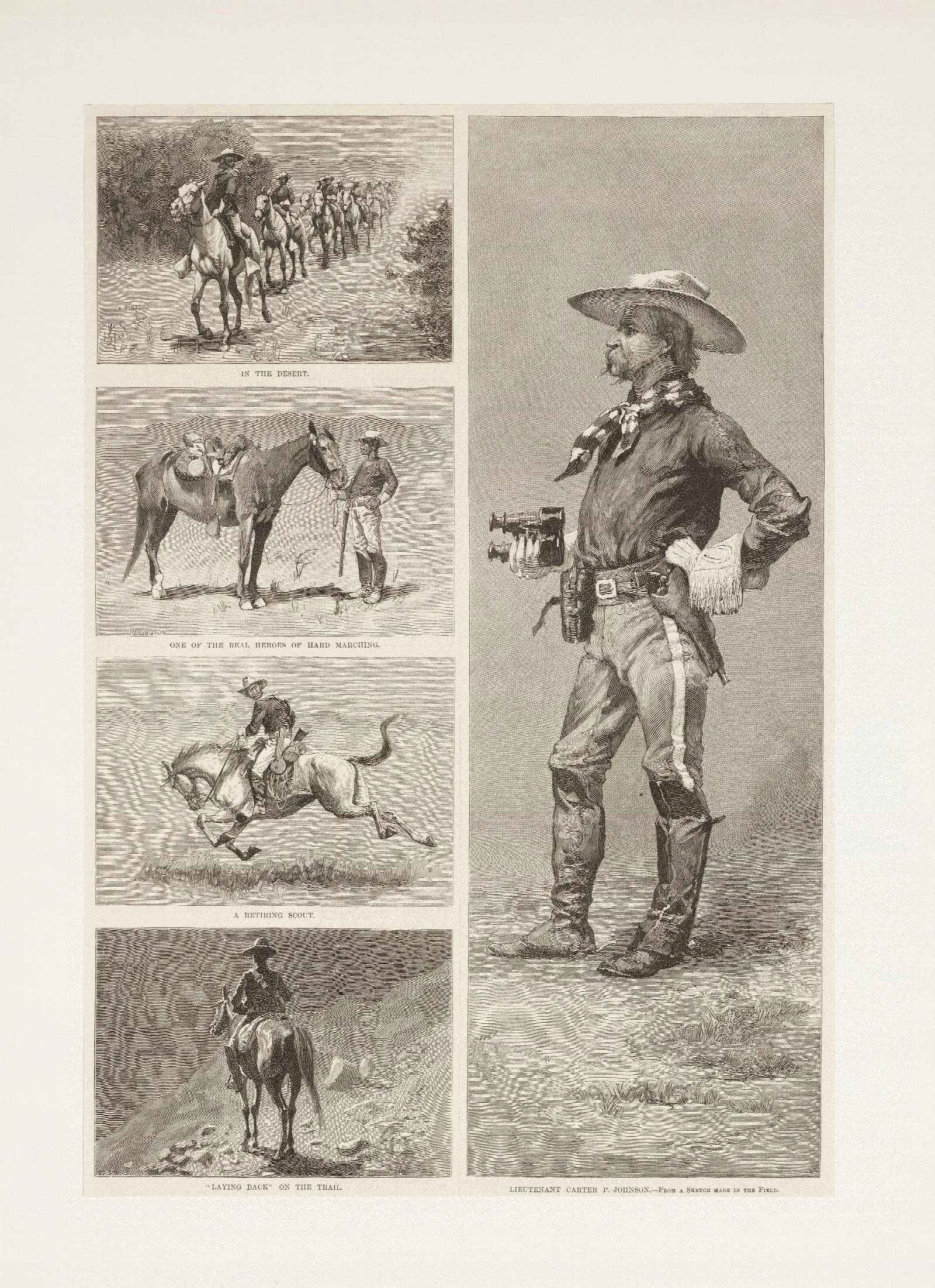 Lieutenant Johnson And The Tenth United States Cavalry In Arizona Wall Art by Frederic Remington - Canvas Print