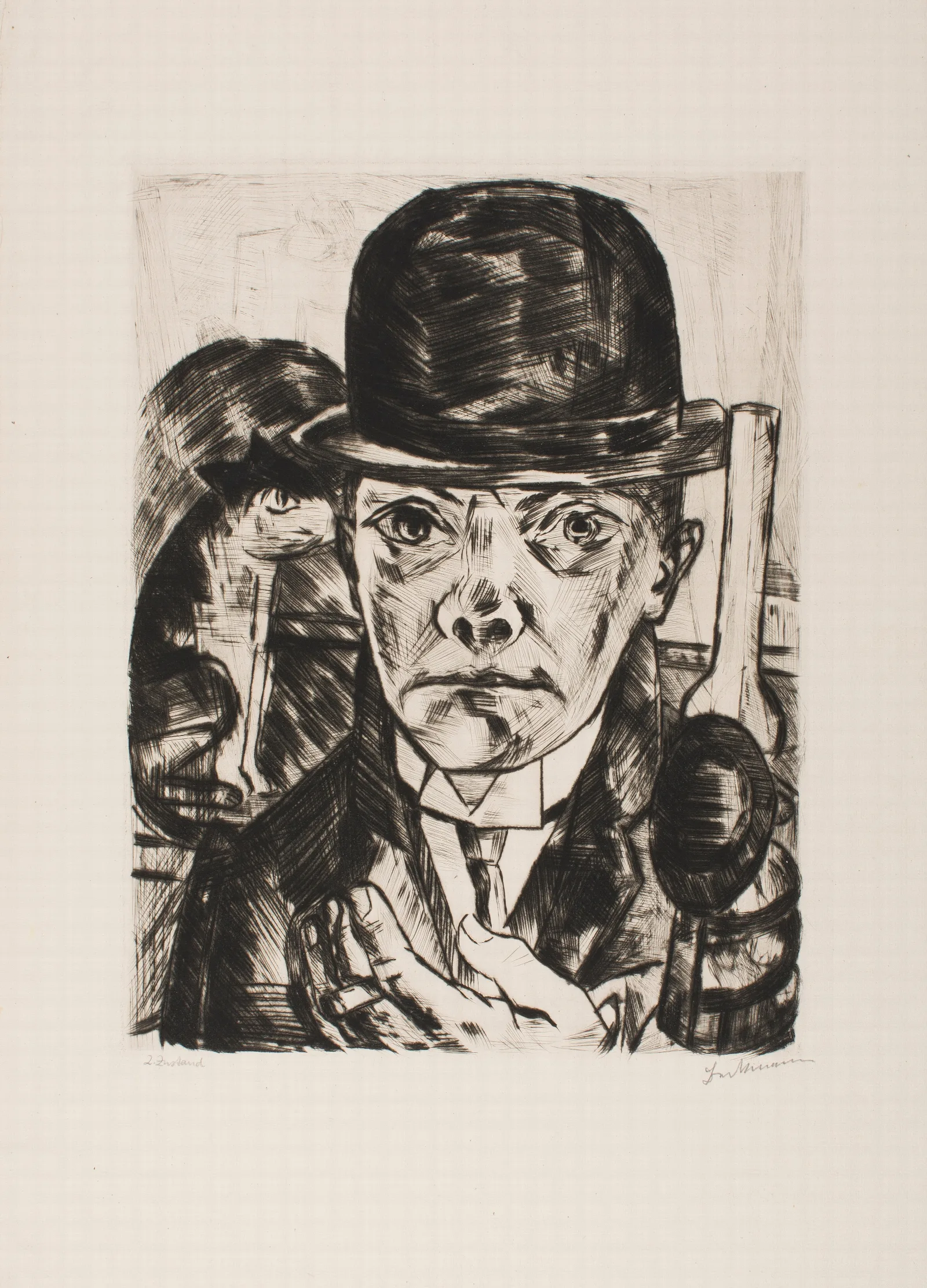 Self Portrait In Bowler Hat 3 Wall Art by Max Beckmann - Canvas Print