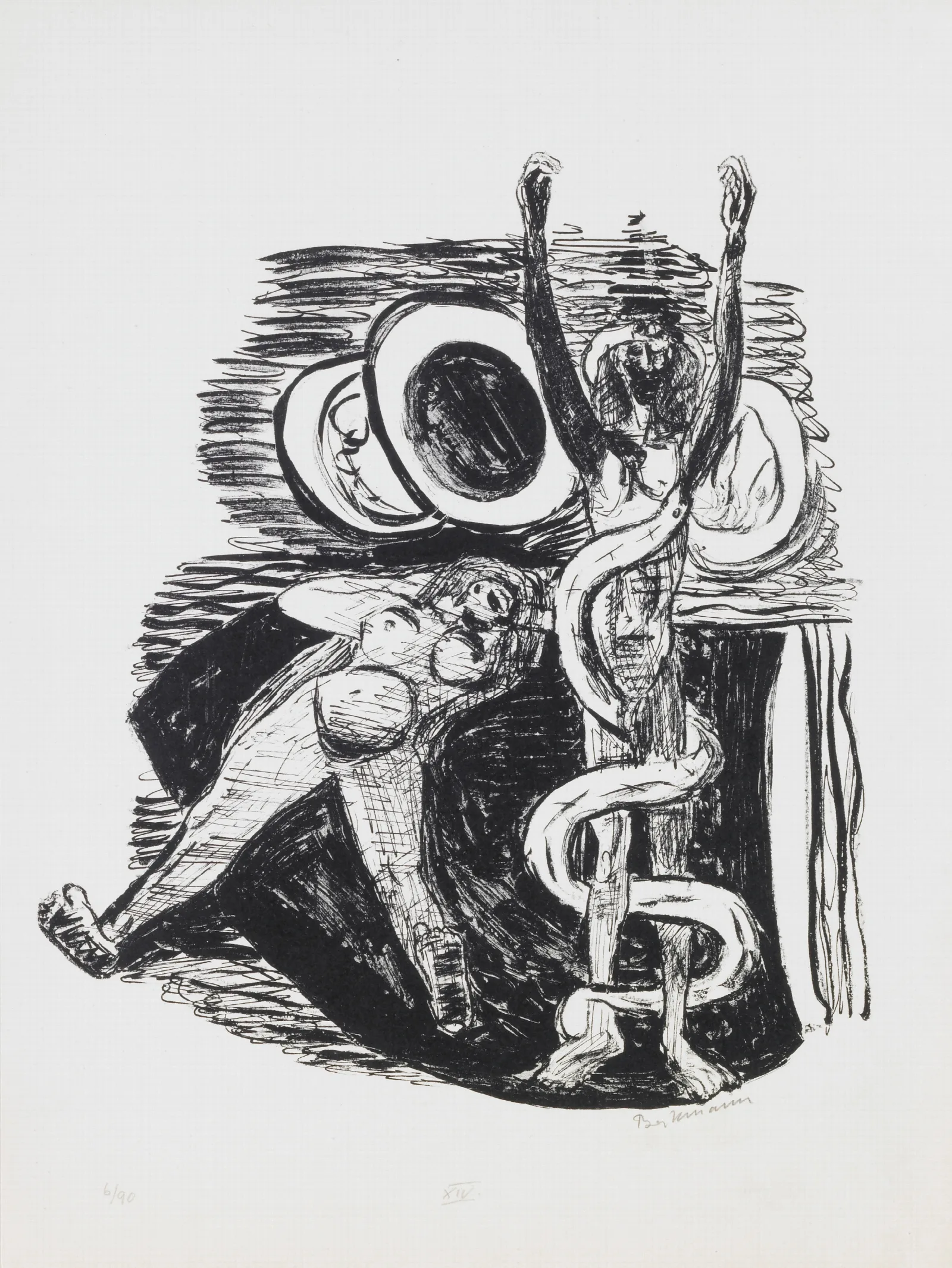 The Fall Of Man Plate 14 From The Portfolio Day And Dream Wall Art by Max Beckmann - Canvas Print