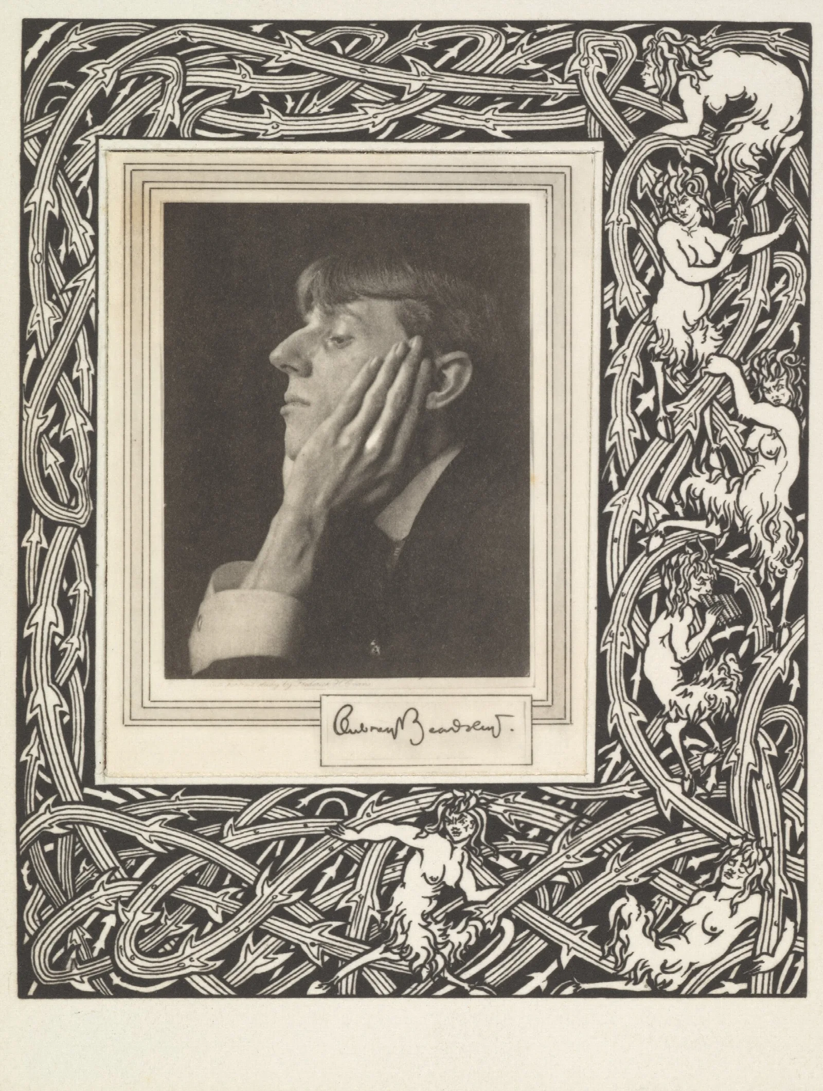 Grotesques By Aubrey Beardsley Portrait Frontispiece Wall Art by Aubrey Vincent Beardsley - Canvas Print