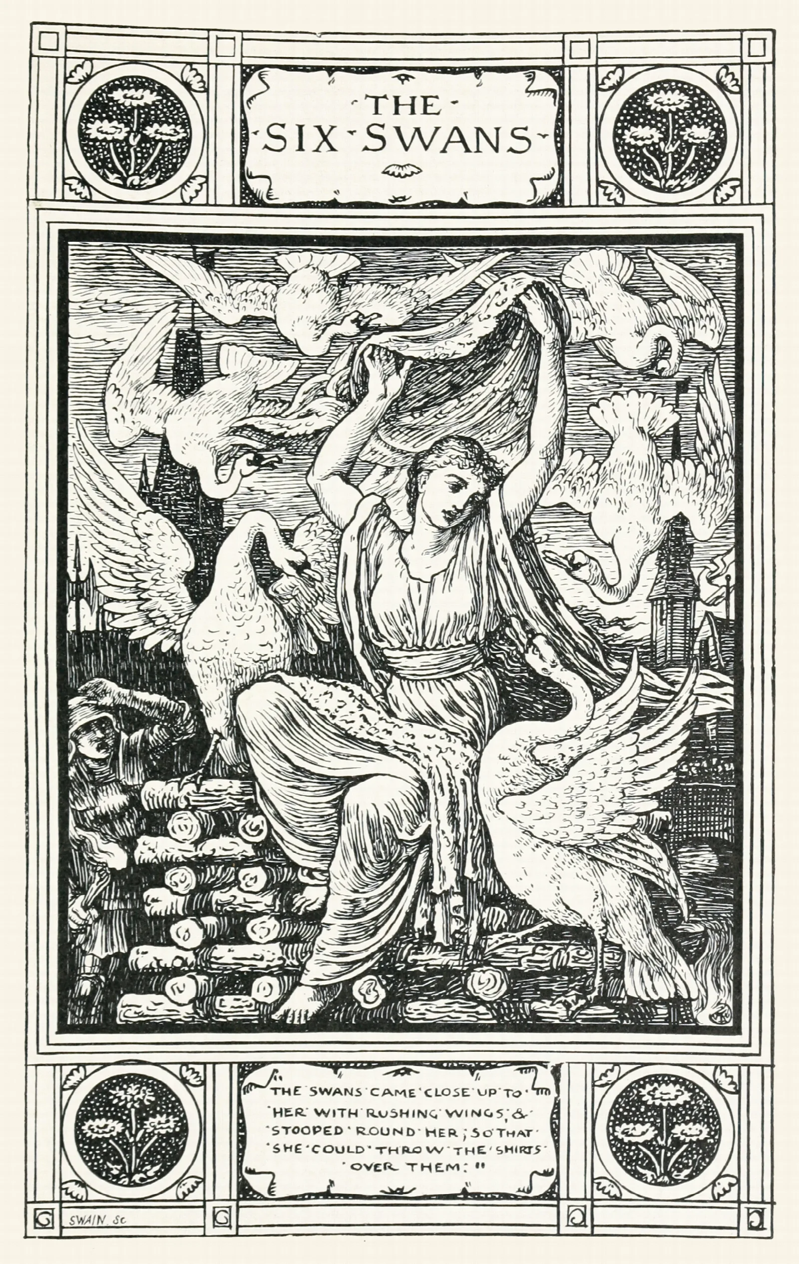 The Six Swans Wall Art by Walter Crane - Canvas Print