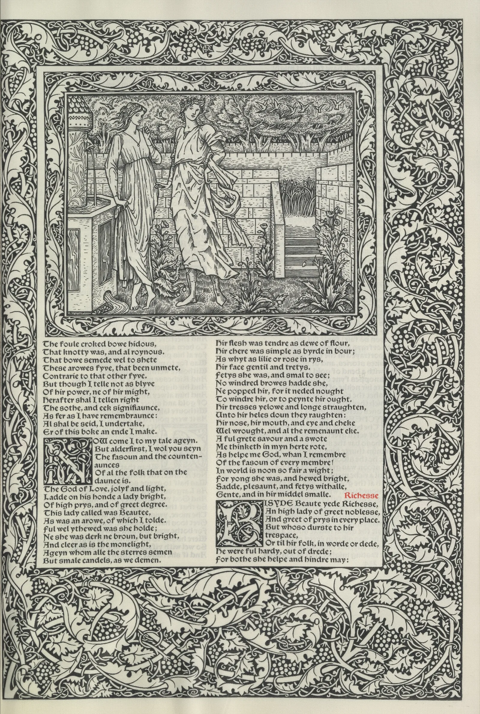 The Works Of Geoffrey Chaucer Pl 39 Wall Art by Sir Edward Coley Burne-Jones - Canvas Print