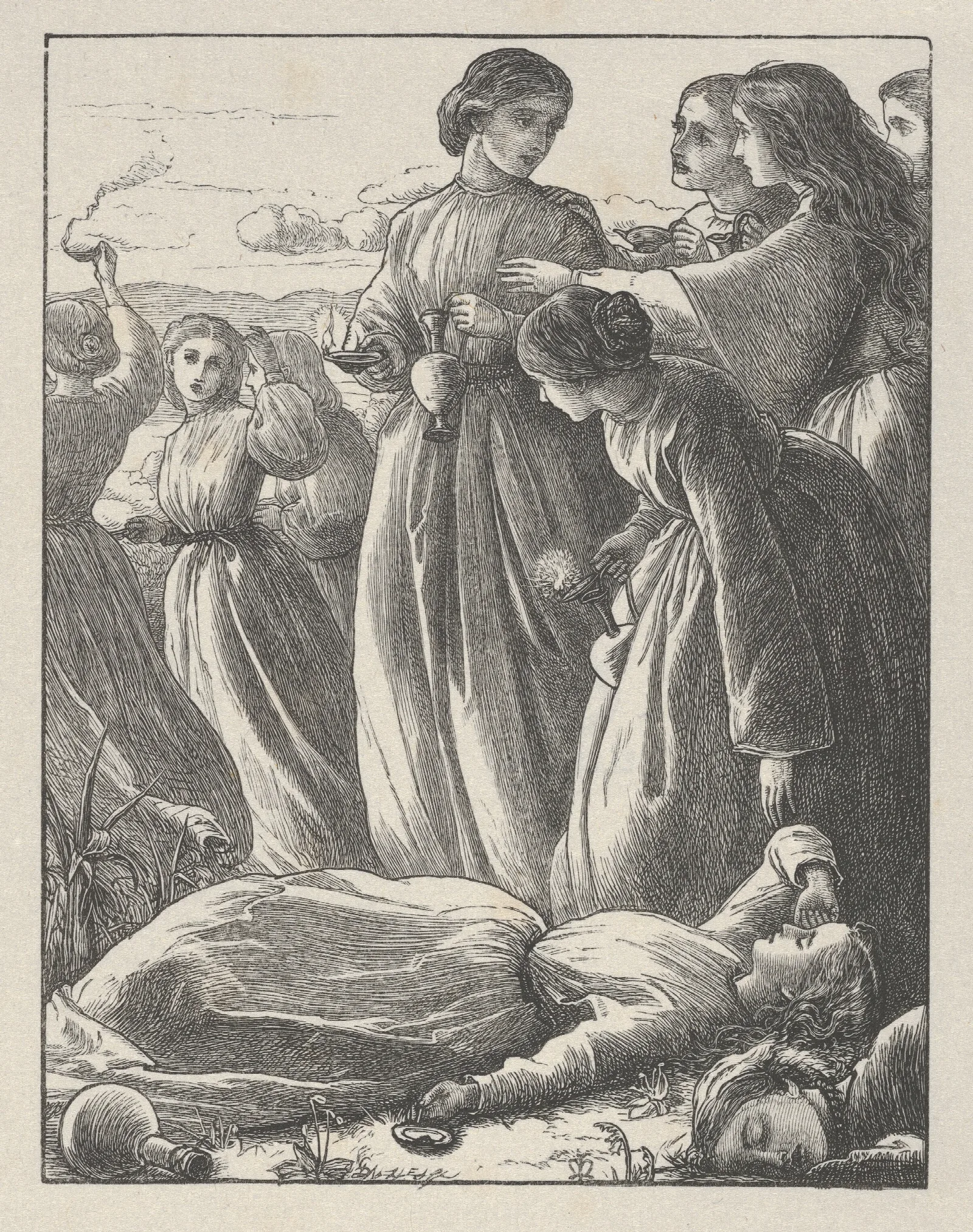 The Parable Of The Ten Virgins Wall Art by Sir John Everett Millais - Canvas Print