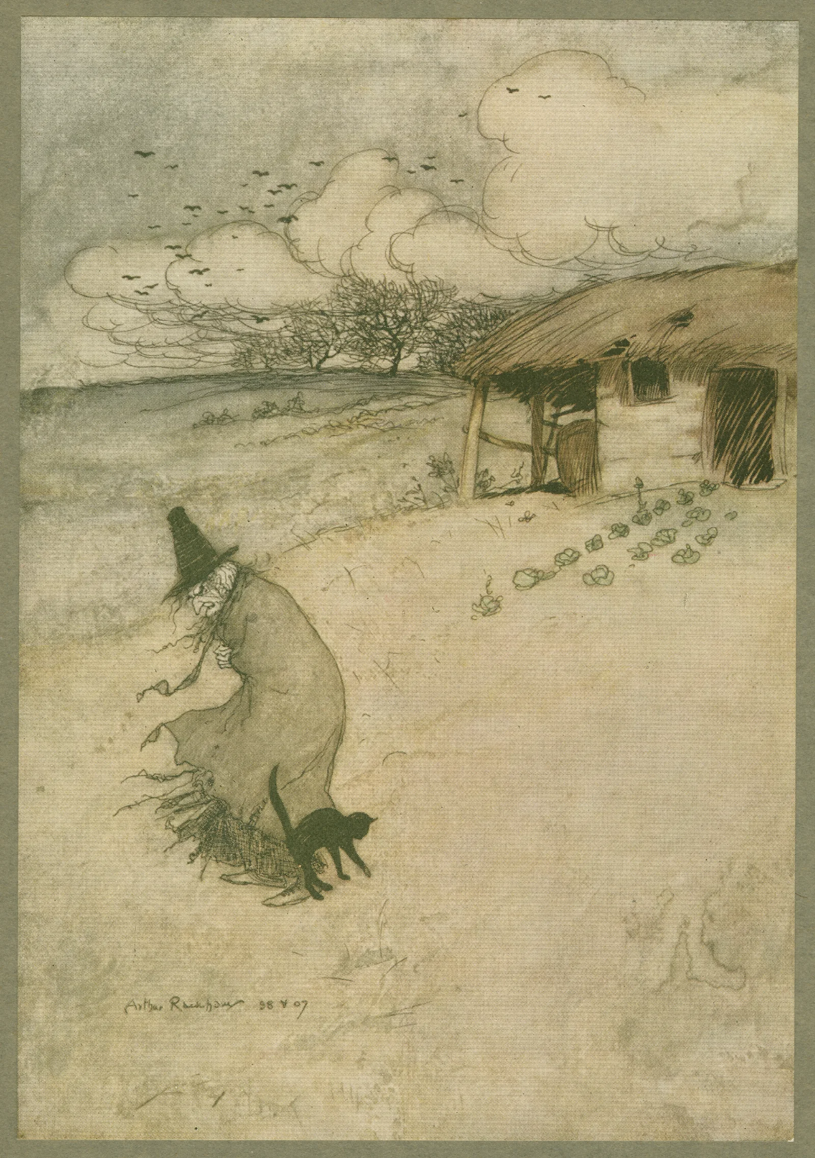 Theres An Old Woman Dwells Upon Tappington Moor Wall Art by Arthur Rackham - Canvas Print