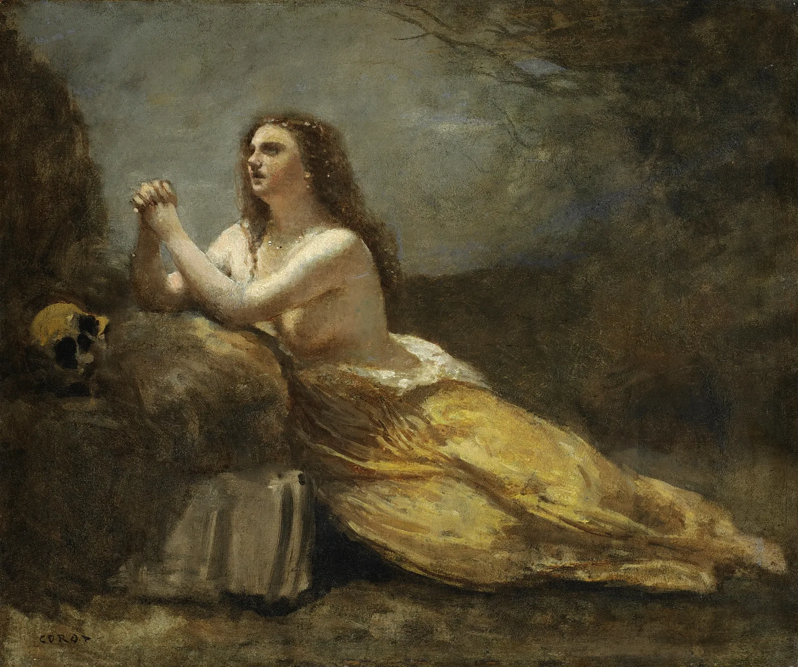 Madeleine En Priere Wall Art by Jean-Baptiste-Camille Corot - Canvas Print