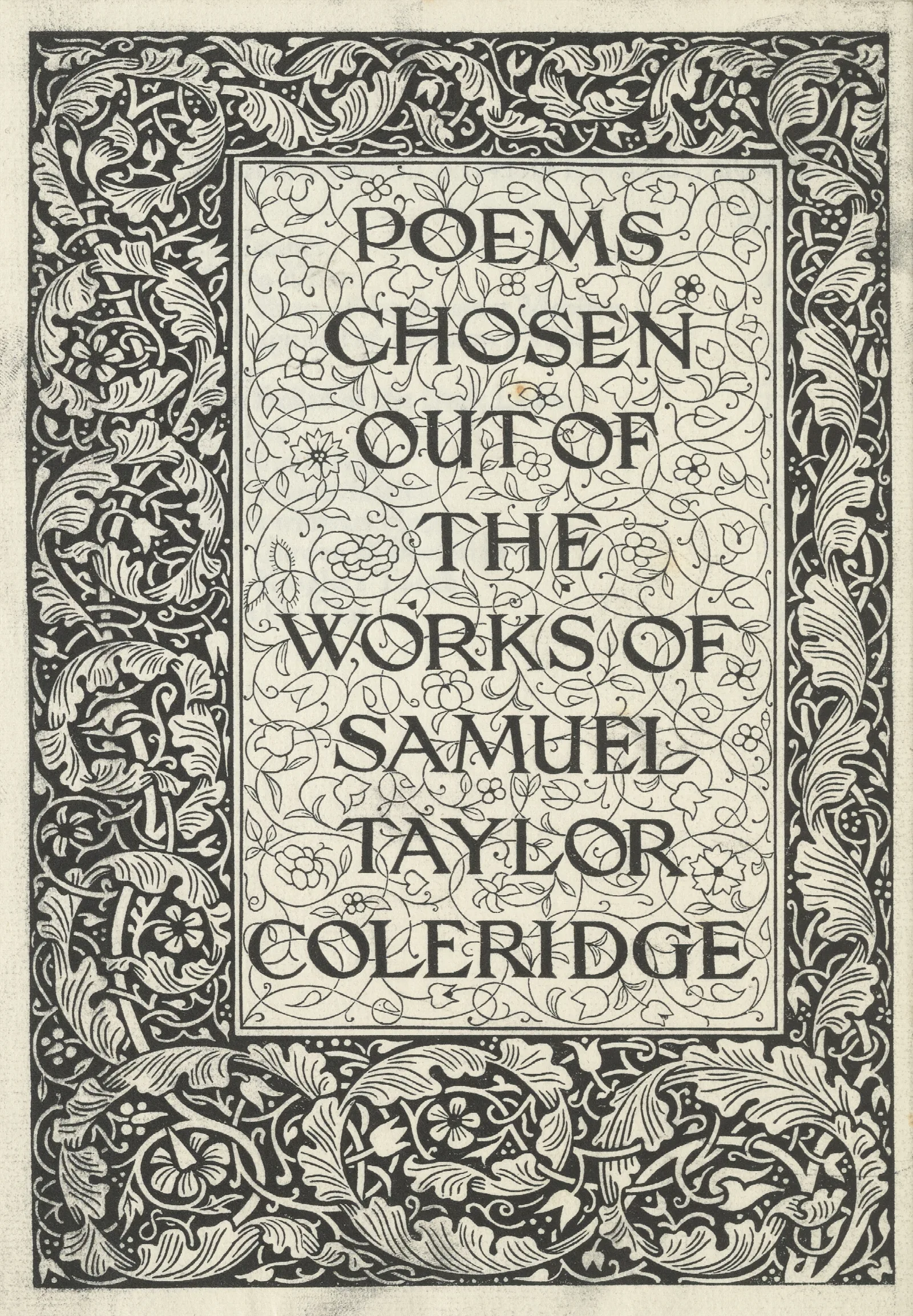 Poems Chosen Out Of The Works Of Samuel Taylor Coleridge Titlepage Wall Art by Sir Edward Coley Burne-Jones - Canvas Print