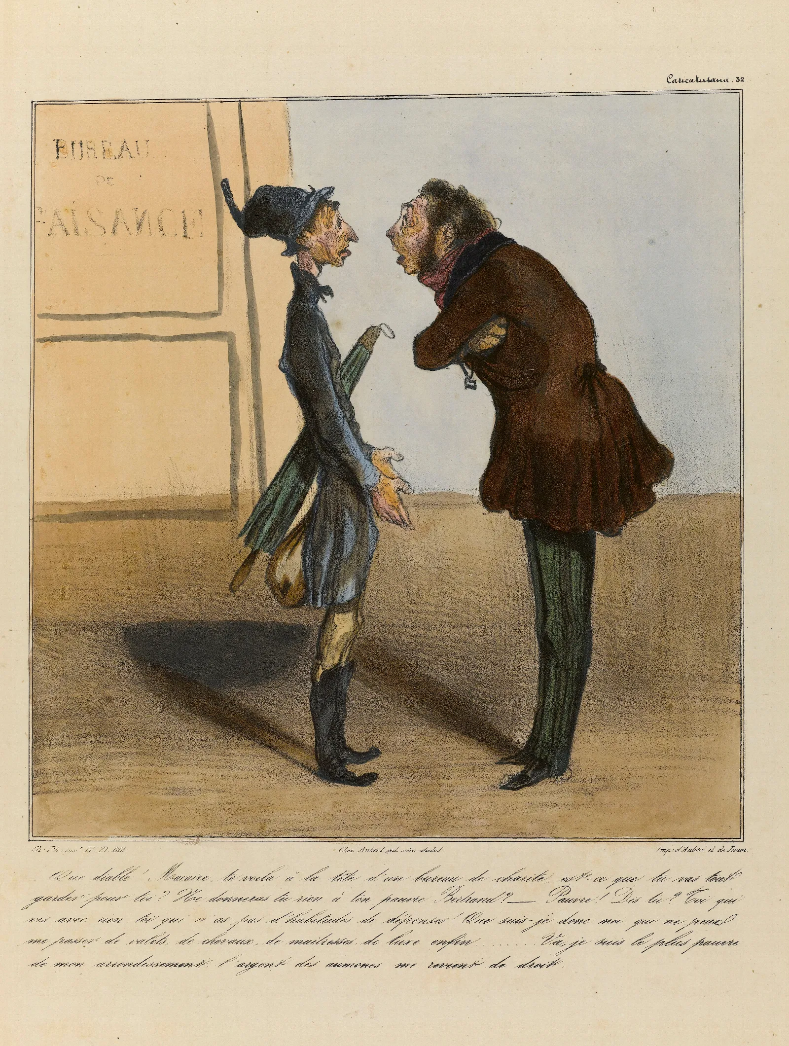 Que Diable Macaire Te Voila A La Tete Dun Bureau De Charite Wall Art by Honoré Daumier - Canvas Print