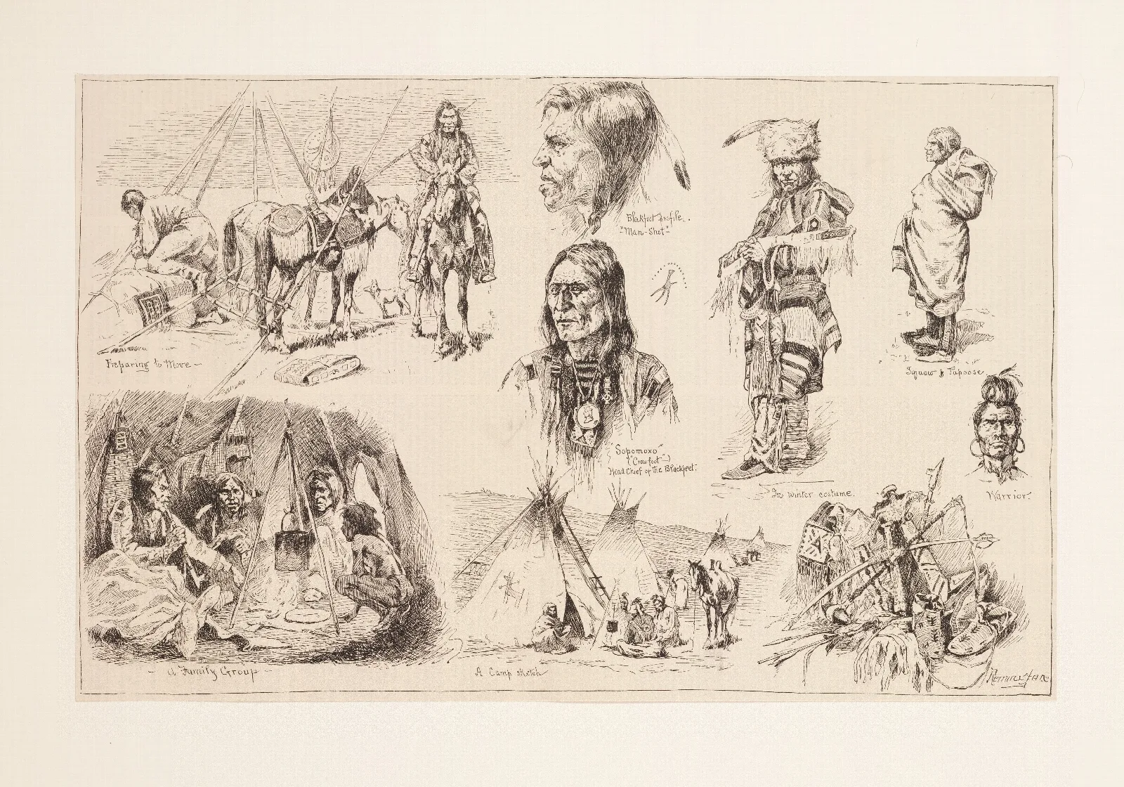 In The Lodges Of The Blackfeet Indians Wall Art by Frederic Remington - Canvas Print