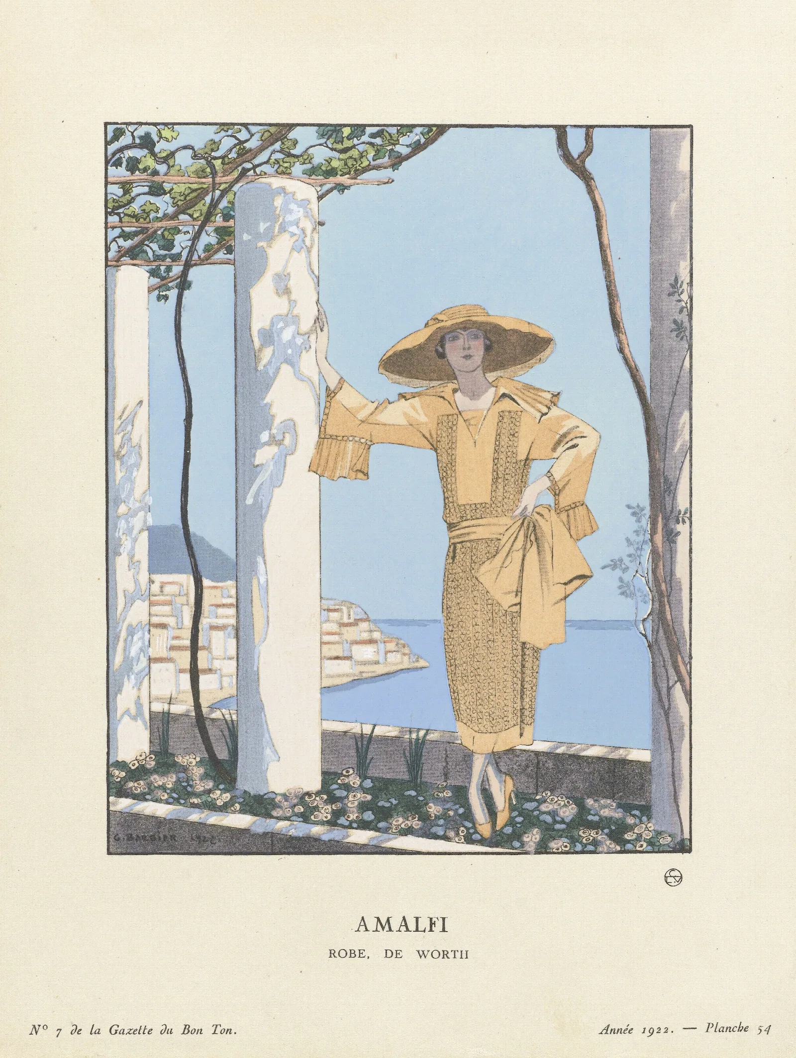 Gazette Du Bon Ton Amalfi Robe De Worth Wall Art by George Barbier - Canvas Print