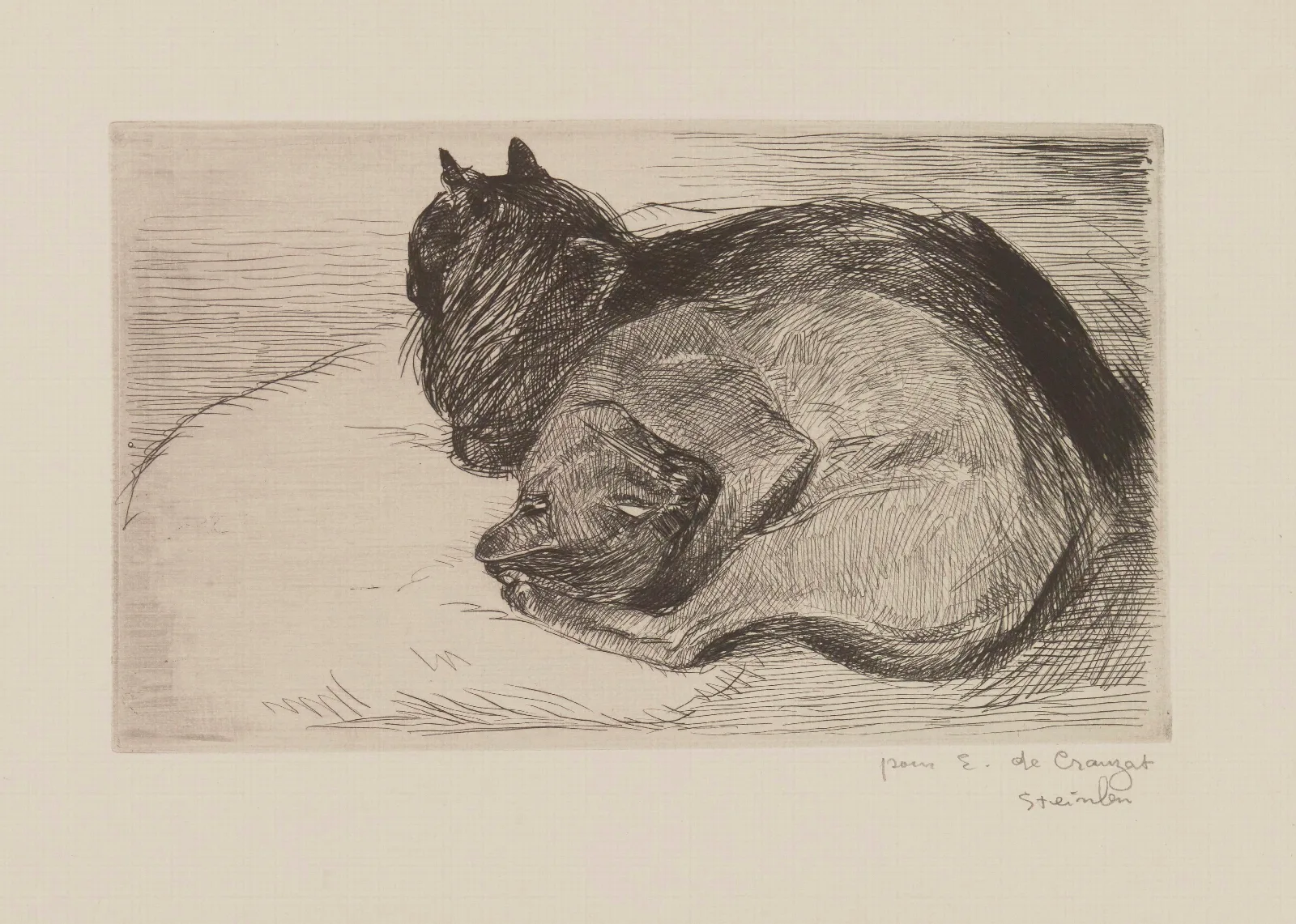 Deux Chats Endormis Wall Art by Théophile Alexandre Steinlen - Canvas Print