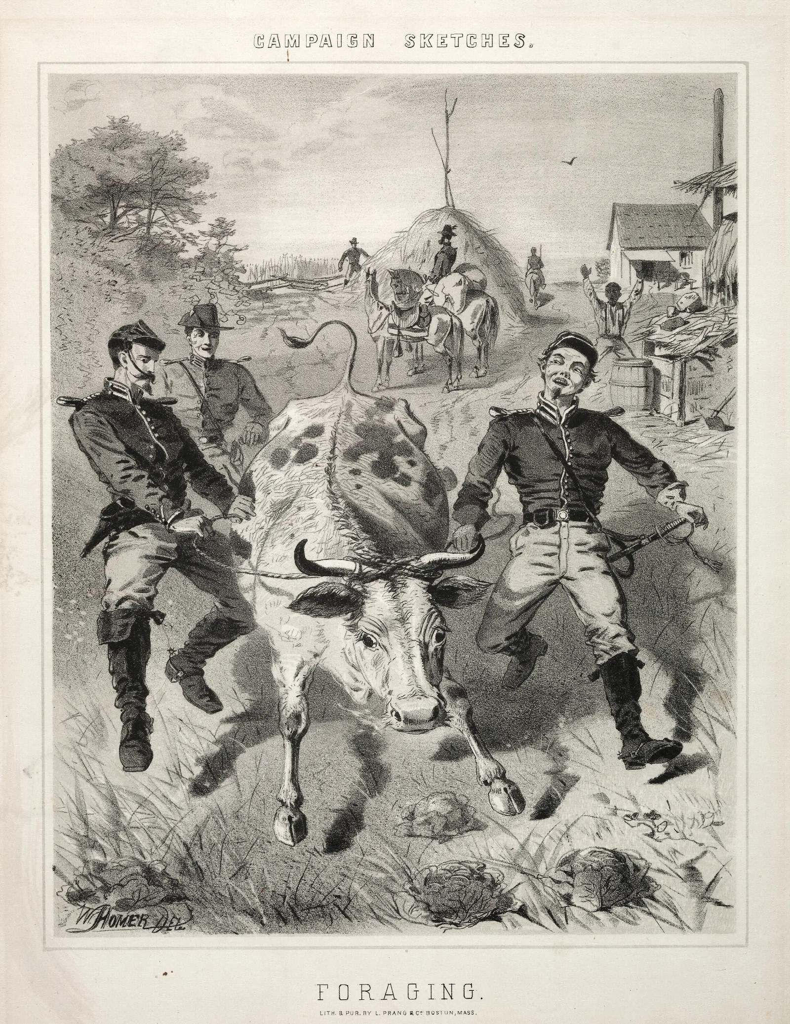 Campaign Sketches Foraging Wall Art by Winslow Homer - Canvas Print