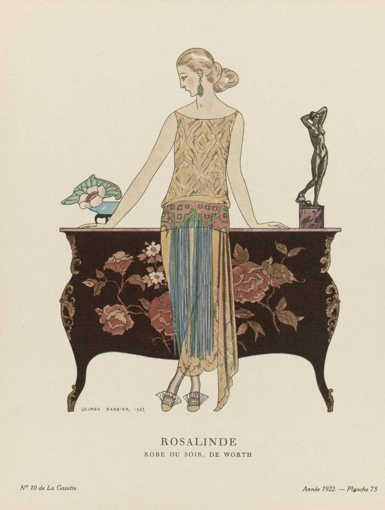 Gazette Du Bon Ton Rosalinde Robe Du Soir De Worth Wall Art by George Barbier - Canvas Print