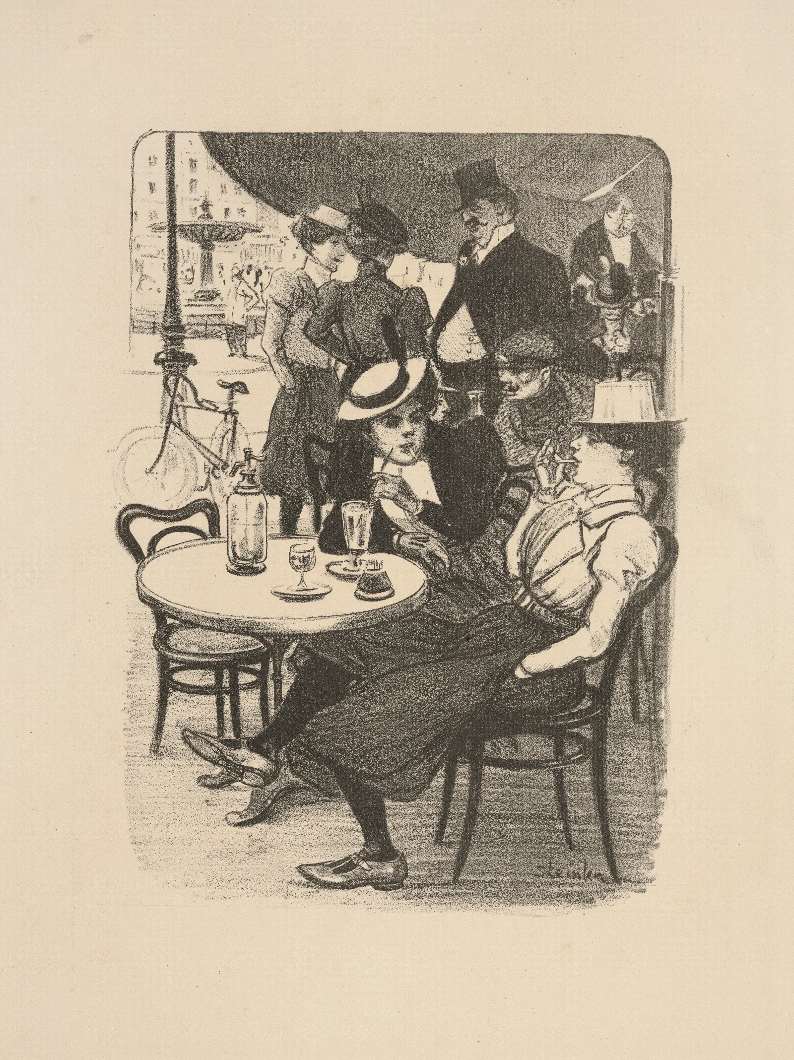 Le Printemps A Pleins Verres Spring With Full Glasses by Théophile Alexandre Steinlen - Canvas Print