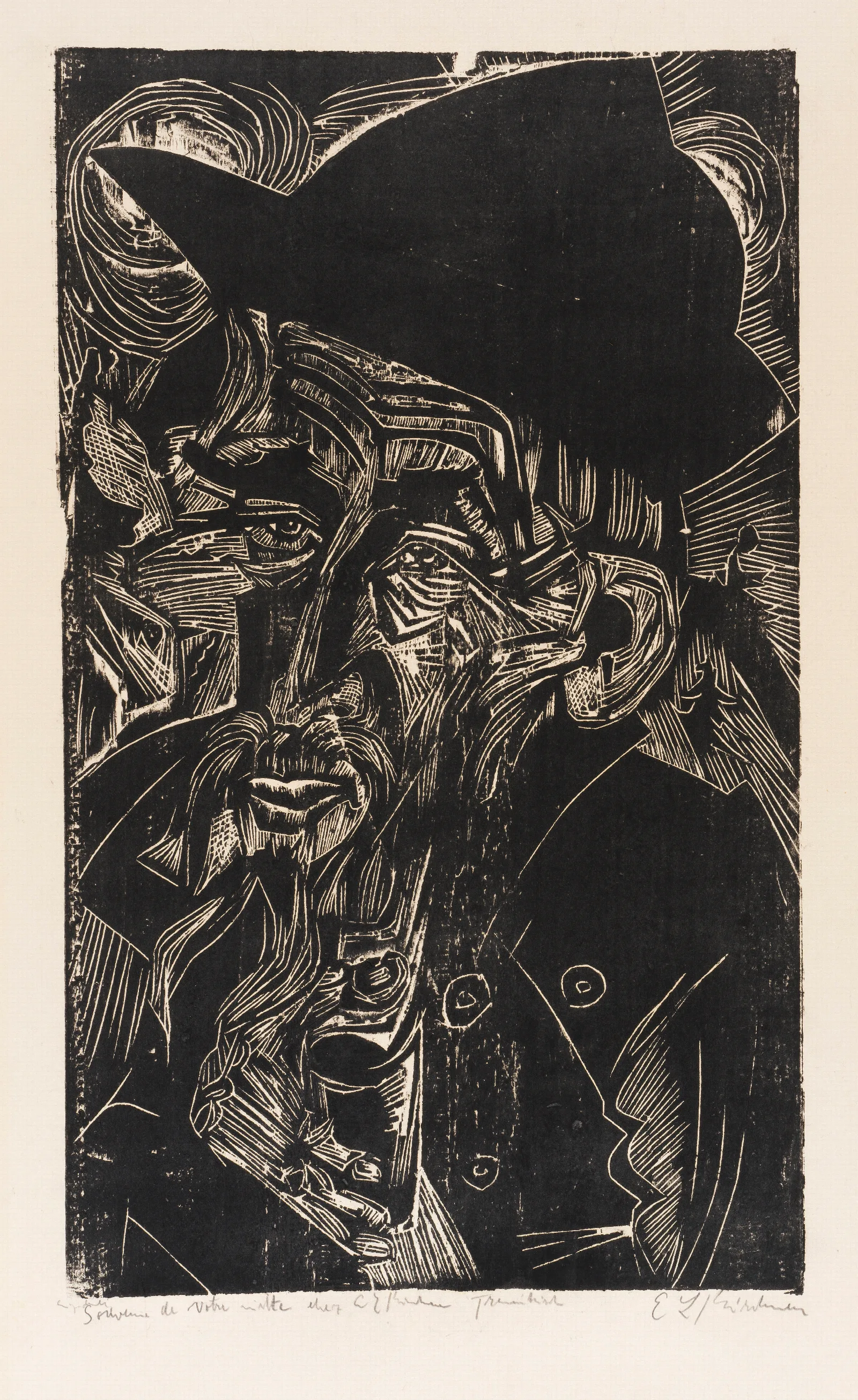 Alter Bartiger Alpler In Schwarzem Hut Kaspar Cadiepolt Wall Art by Ernst Ludwig Kirchner - Canvas Print