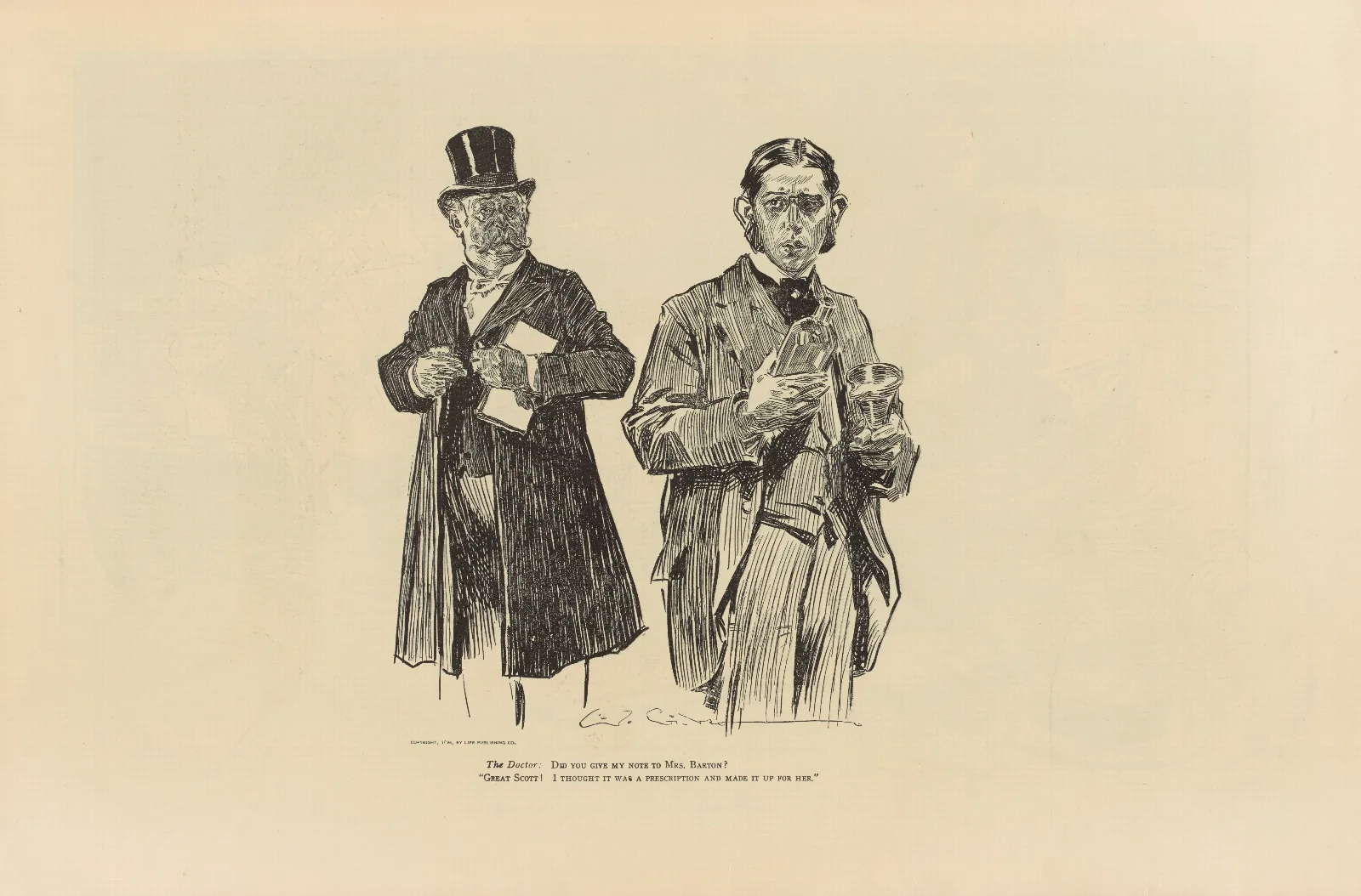 The Doctor Did You Give My Note To Mrs Barton 2 Wall Art by Charles Dana Gibson - Canvas Print