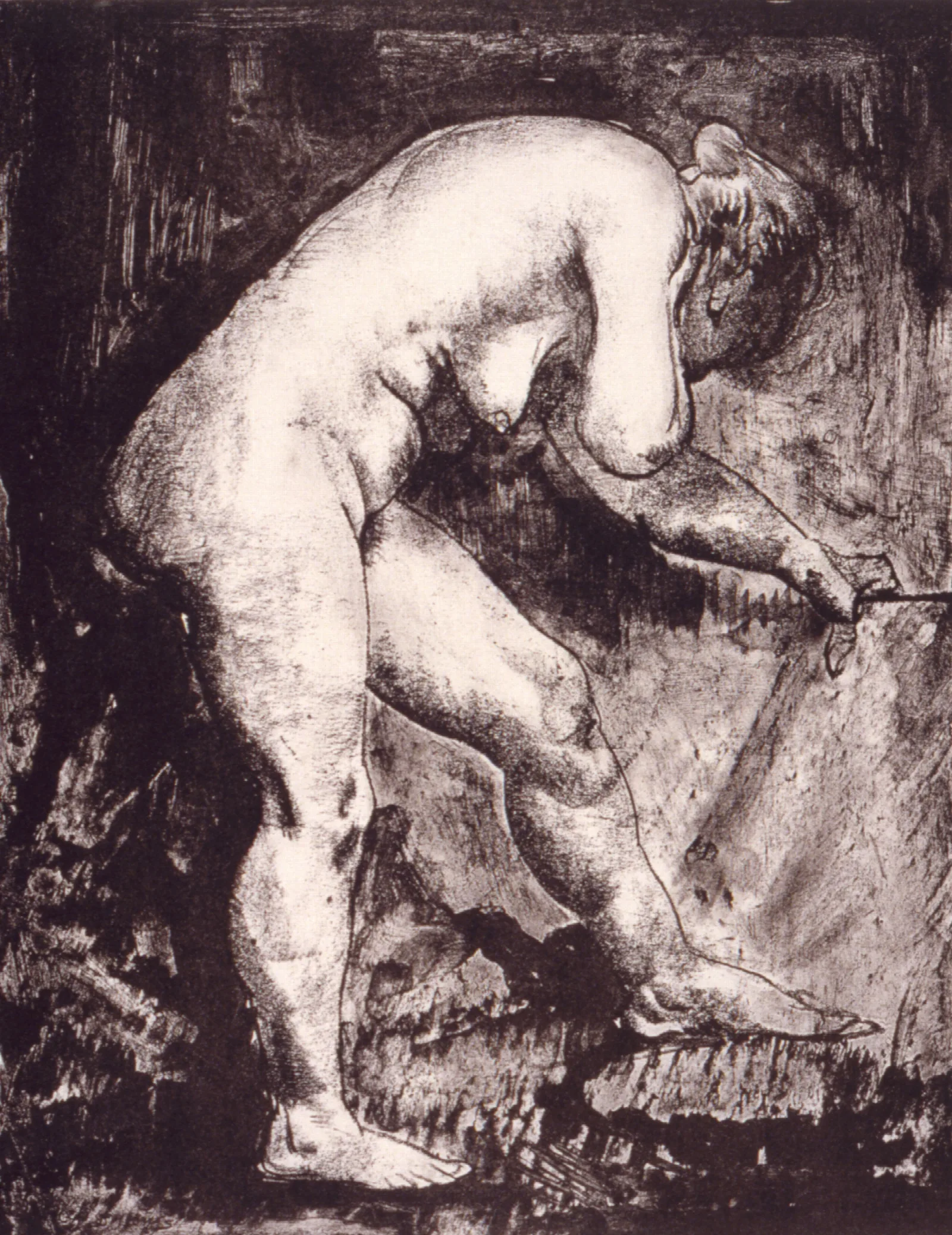 Standing Nude Bending Forward Wall Art by George Wesley Bellows - Canvas Print