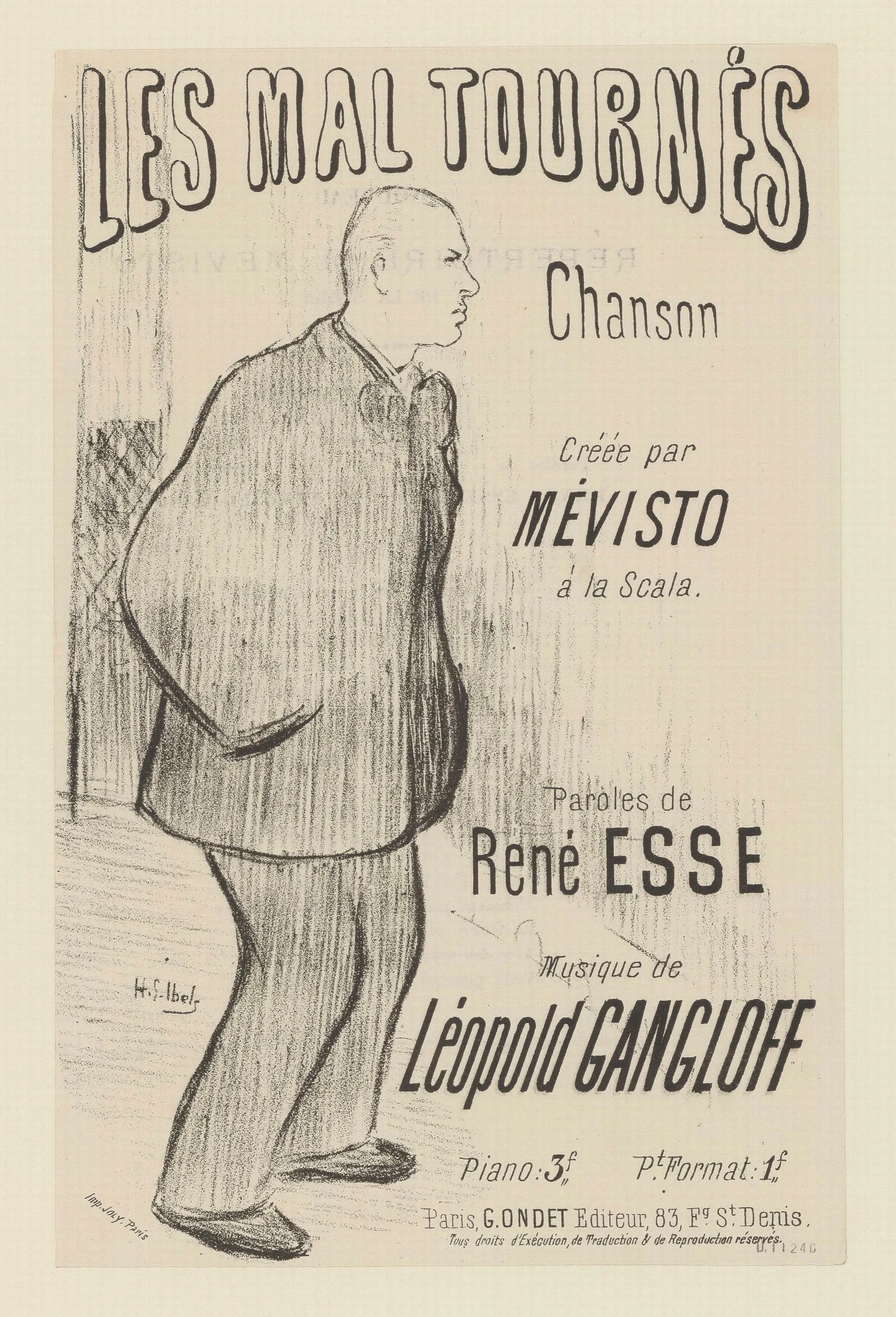 Les Mal Tournes Chanson Wall Art by Henri-Gabriel Ibels - Canvas Print