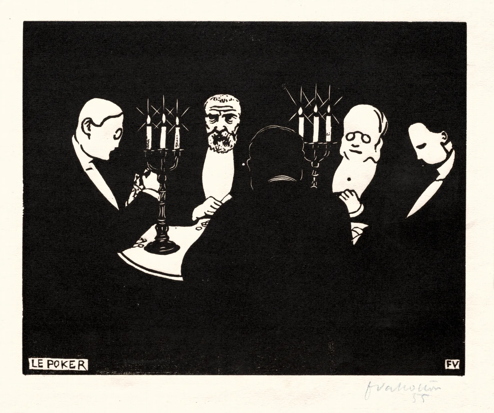 Poker 2 Wall Art by Félix Vallotton - Canvas Print