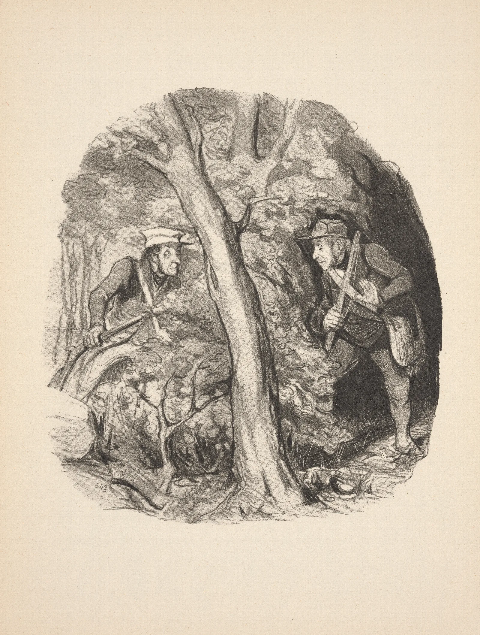 Hunting And Fishing Pl 10 Wall Art by Honoré Daumier - Canvas Print